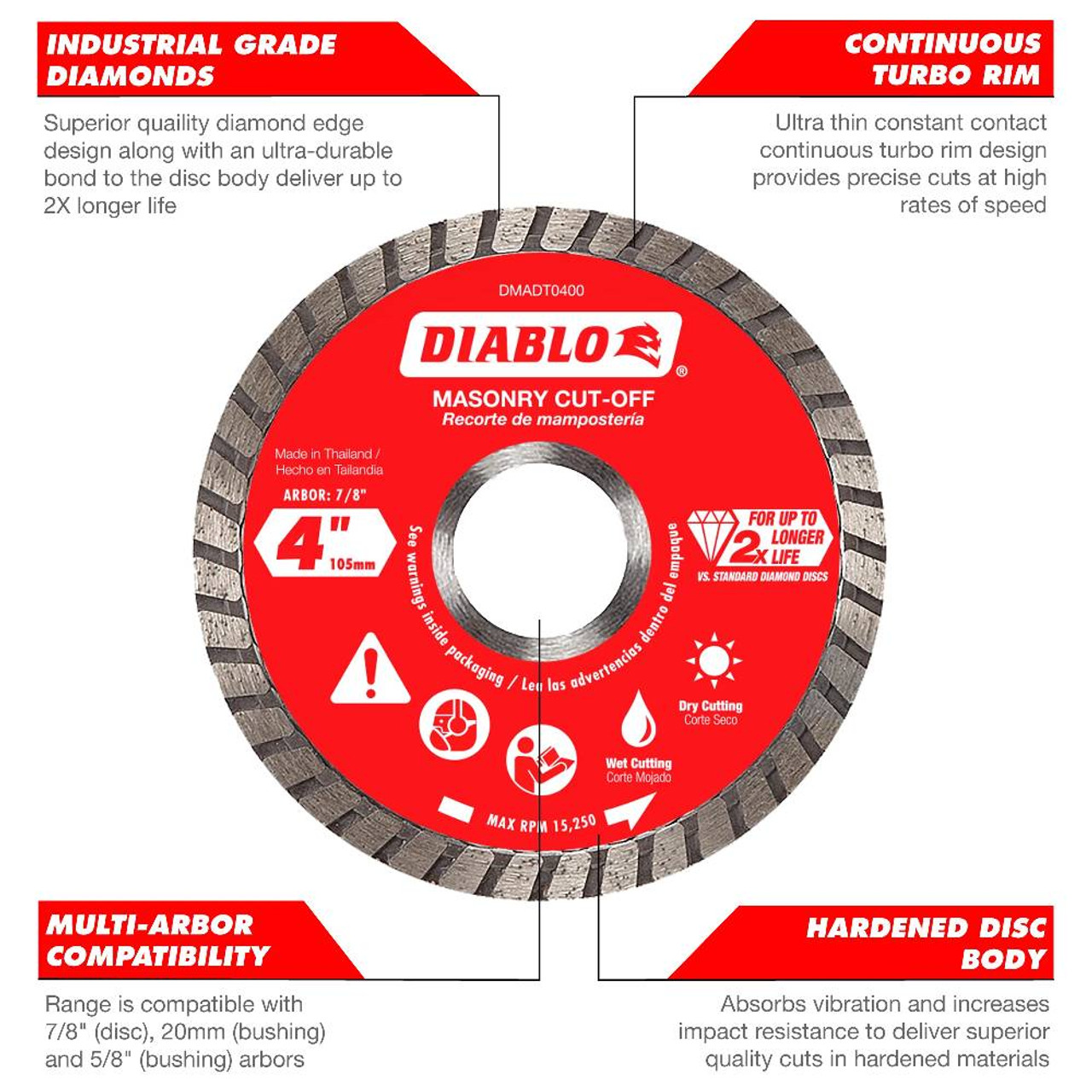 Diablo DMADC1000 10 inch Diamond Continuous Rim Masonry Cut Off Disc Diablo DMADC1000 10 inch Diamond Continuous Rim Masonry Cut Off Disc
