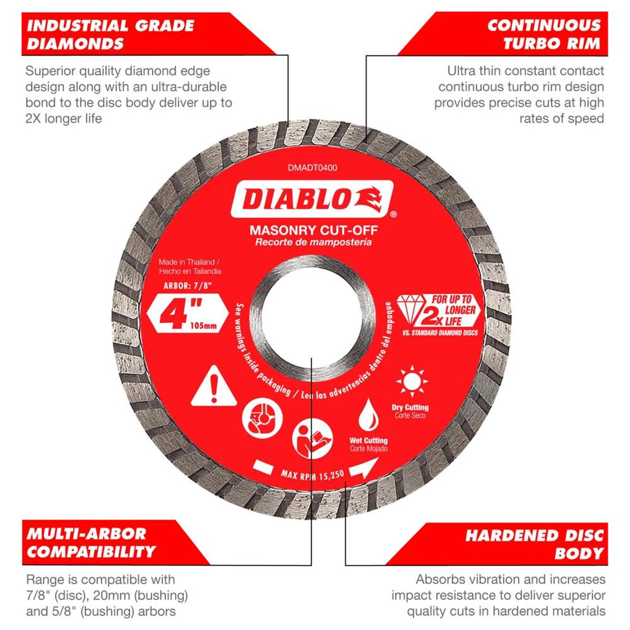 Diablo DMADST1000 10 Inch Diamond Segmented Turbo Masonry Cut Off Disc Diablo DMADST1000 10 Inch Diamond Segmented Turbo Masonry Cut Off Disc
