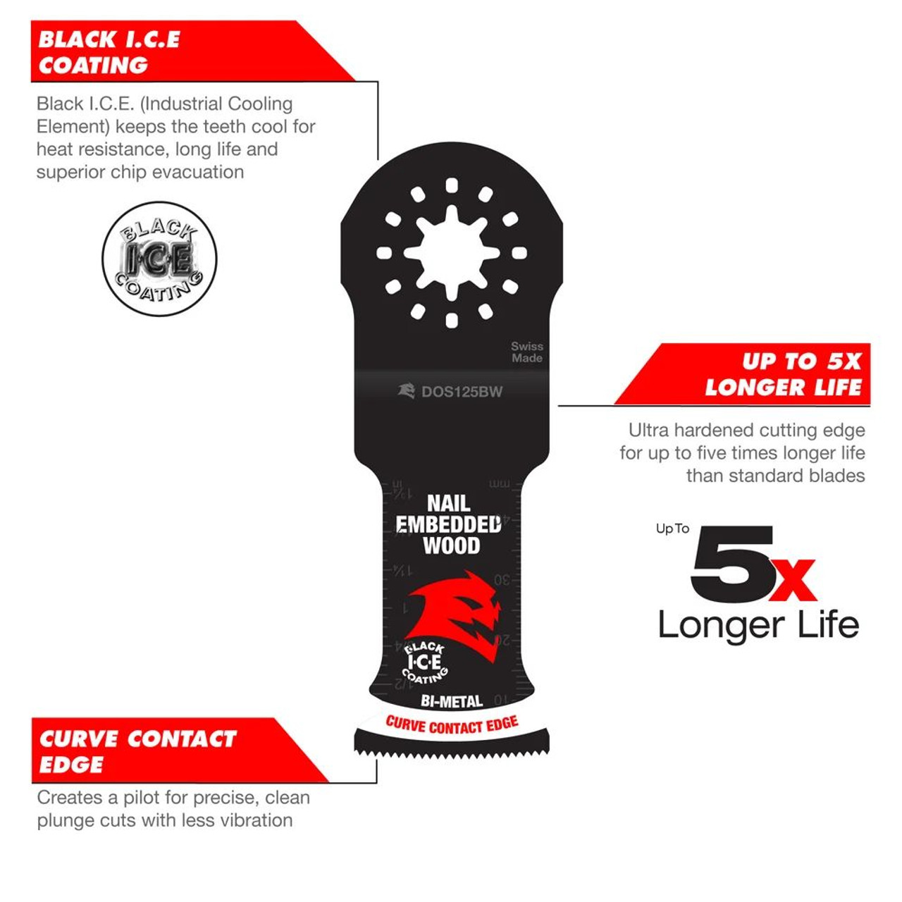 Diablo DOS125BW3 1-1/4 inch Starlock Bi-Metal Oscillating Blades for Nail-Embedded Wood - 3pk Diablo DOS125BW3 1-1/4 inch Starlock Bi-Metal Oscillating Blades for Nail-Embedded Wood - 3pk