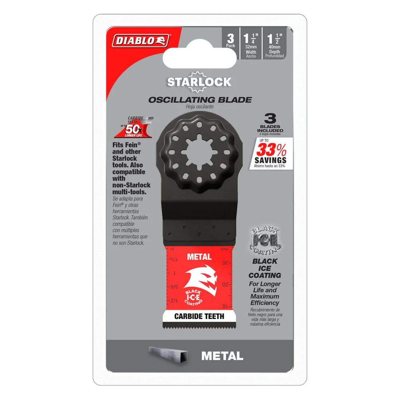 Diablo DOS125CF3 1-1/4 inch Starlock Carbide Oscillating Blades for Metal - 3pk