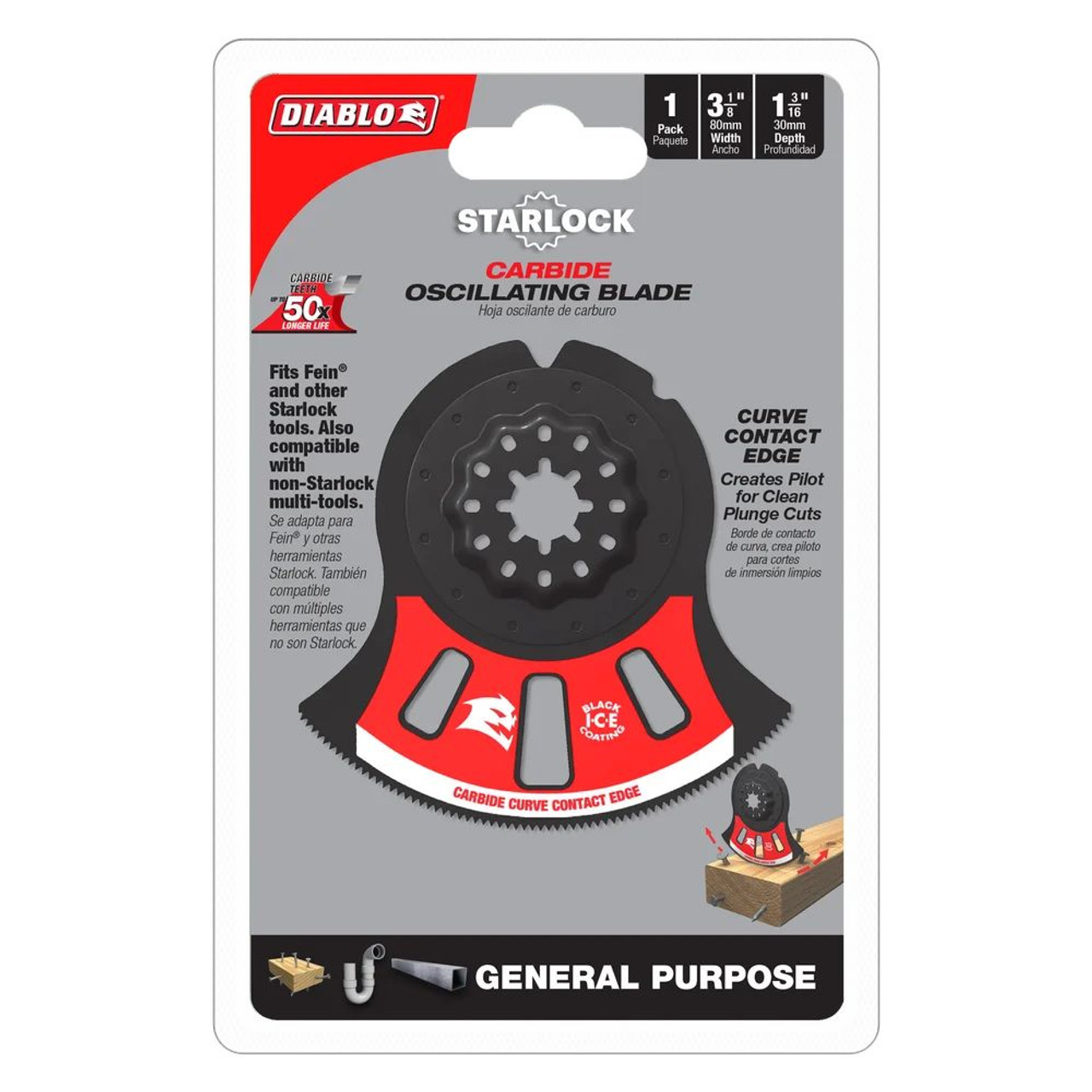 Diablo DOS3125RCGP 3-1/8 inch Starlock Carbide Oscillating Blade for General Purpose Cuts Diablo DOS3125RCGP 3-1/8 inch Starlock Carbide Oscillating Blade for General Purpose Cuts