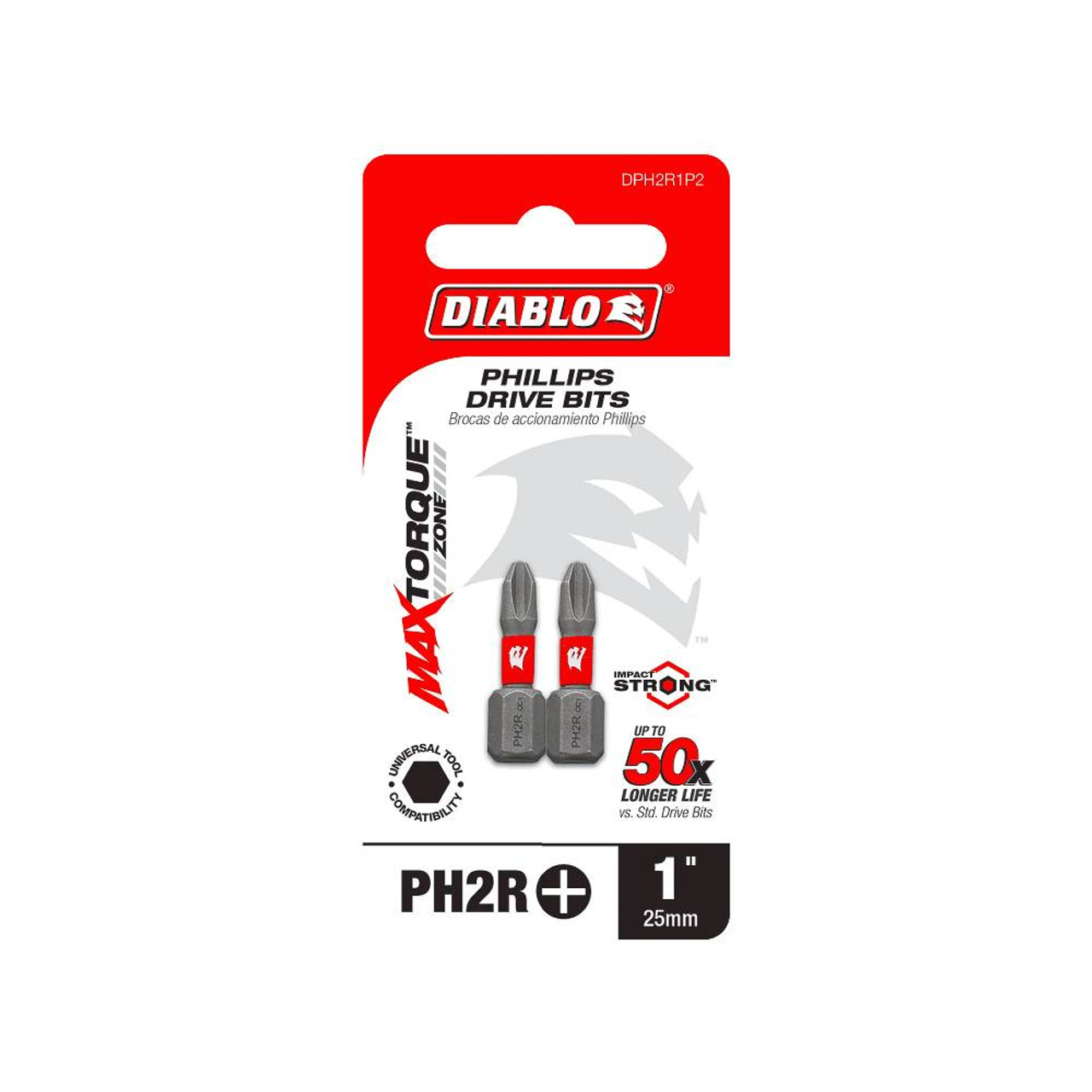 Diablo DPH2R1P2 1 inch #2 Phillips Reduced for Drywall Screws Drive Bits - 2pk Diablo DPH2R1P2 1 inch #2 Phillips Reduced for Drywall Screws Drive Bits - 2pk