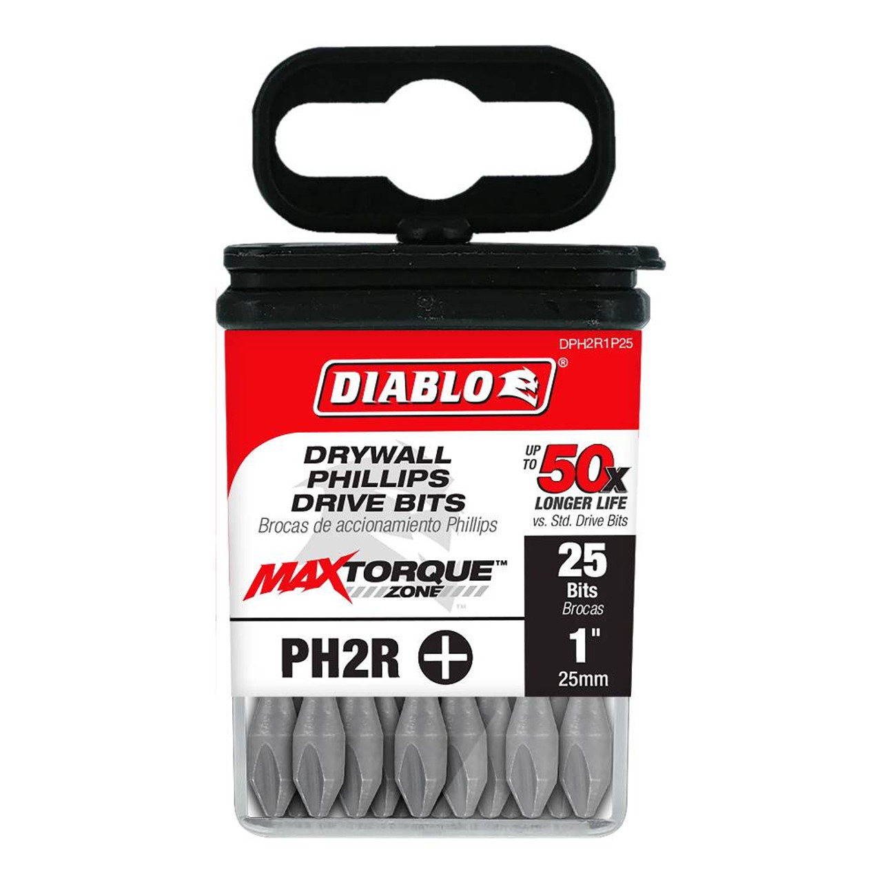 Diablo DPH2R1P25 1 inch #2 Phillips Reduced for Drywall Screws Drive Bits - 25pk Diablo DPH2R1P25 1 inch #2 Phillips Reduced for Drywall Screws Drive Bits - 25pk