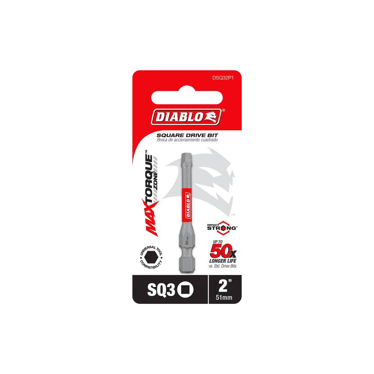 Diablo DSQ32P1 2 Inch #3 Square Drive Bit