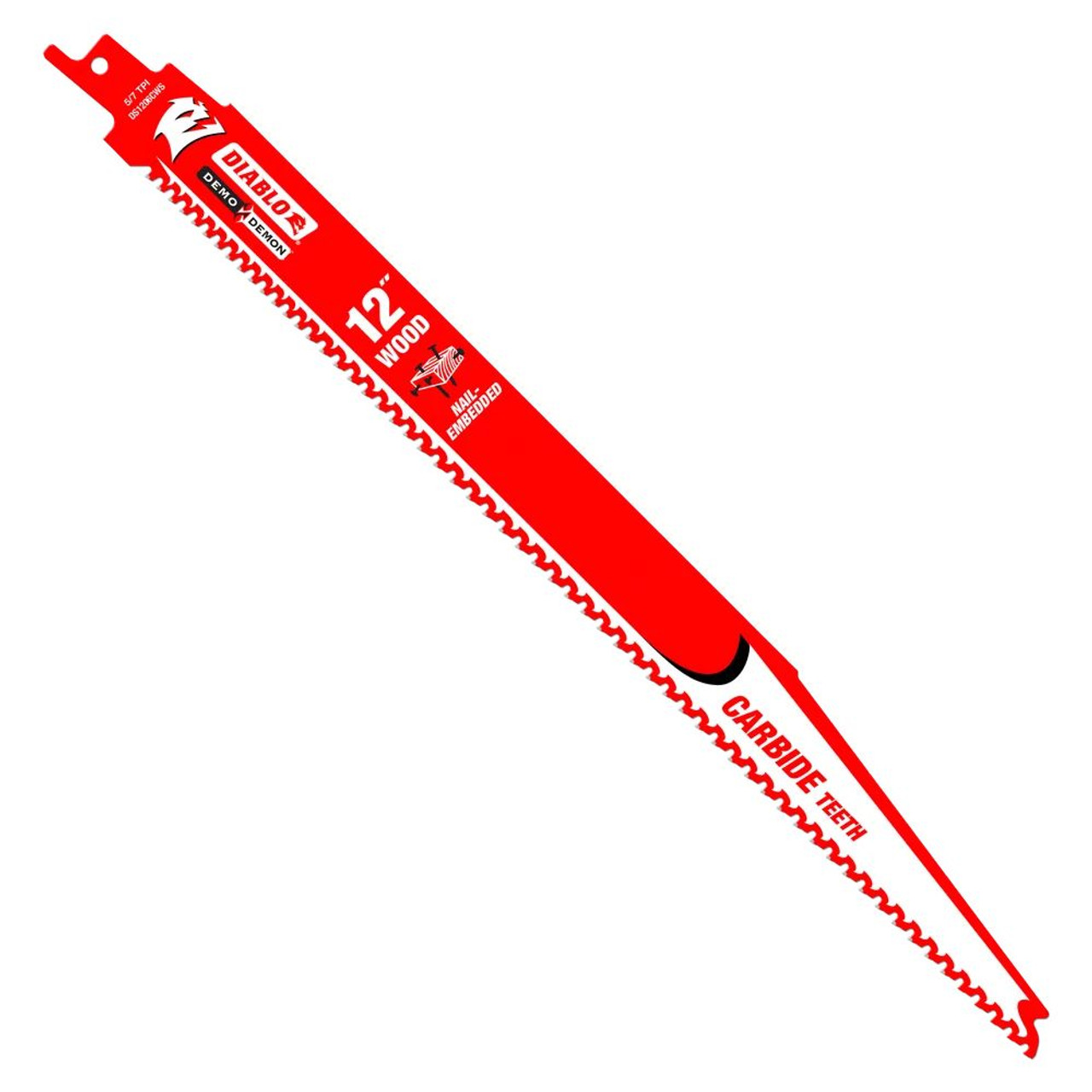 Diablo DS1206VCWC Demo Demon 12 Inch x 6/9 TPI Carbide Reciprocating Saw Blade for Nail-Embedded Wood Cutting