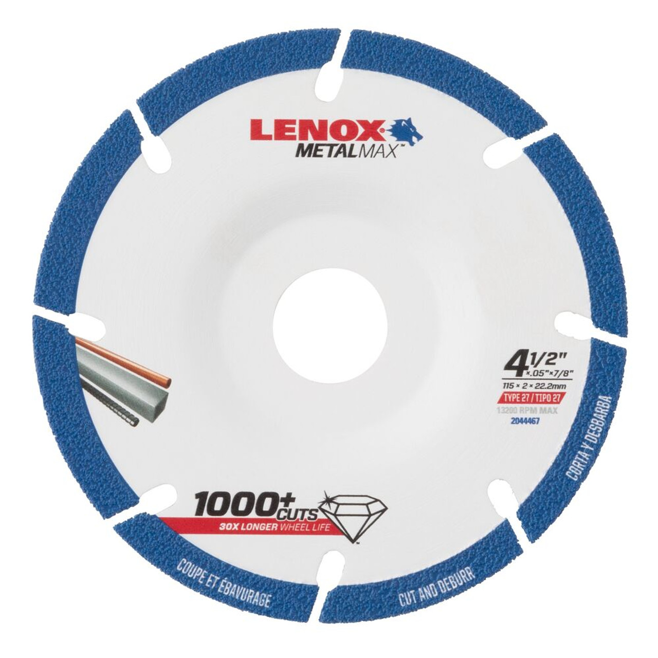 Lenox 2044467 MetalMax Combo 4-1/2 Inch x .05 Inch x 7/8 Inch Type 27 Diamond Cut-Off Wheel Lenox 2044467 MetalMax Combo 4-1/2 Inch x .05 Inch x 7/8 Inch Type 27 Diamond Cut-Off Wheel