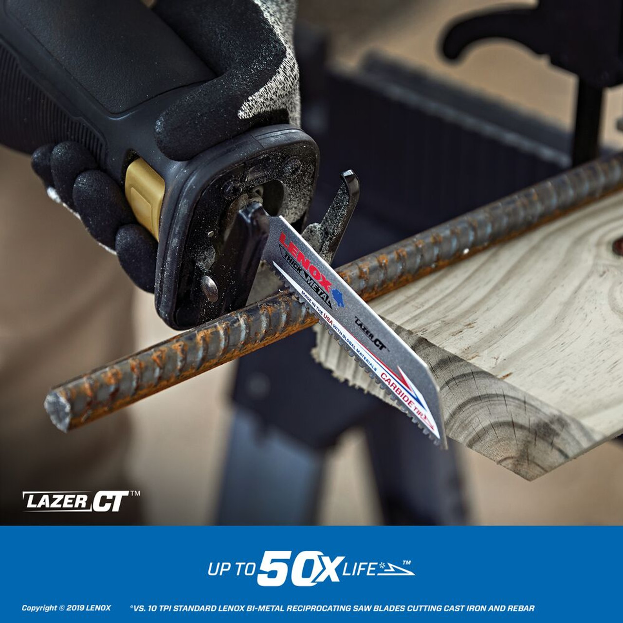 Lenox 2014225 9 inch x 1 inch x .050 inch 8 TPI Lazer CT Reciprocating Saw Blade for Thick Metal Cutting - 5pk