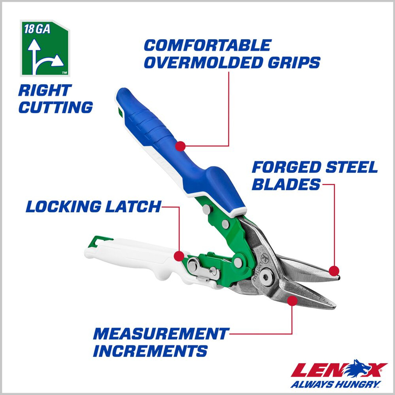 Lenox LXHT14342 Right-Cut Aviation Snips