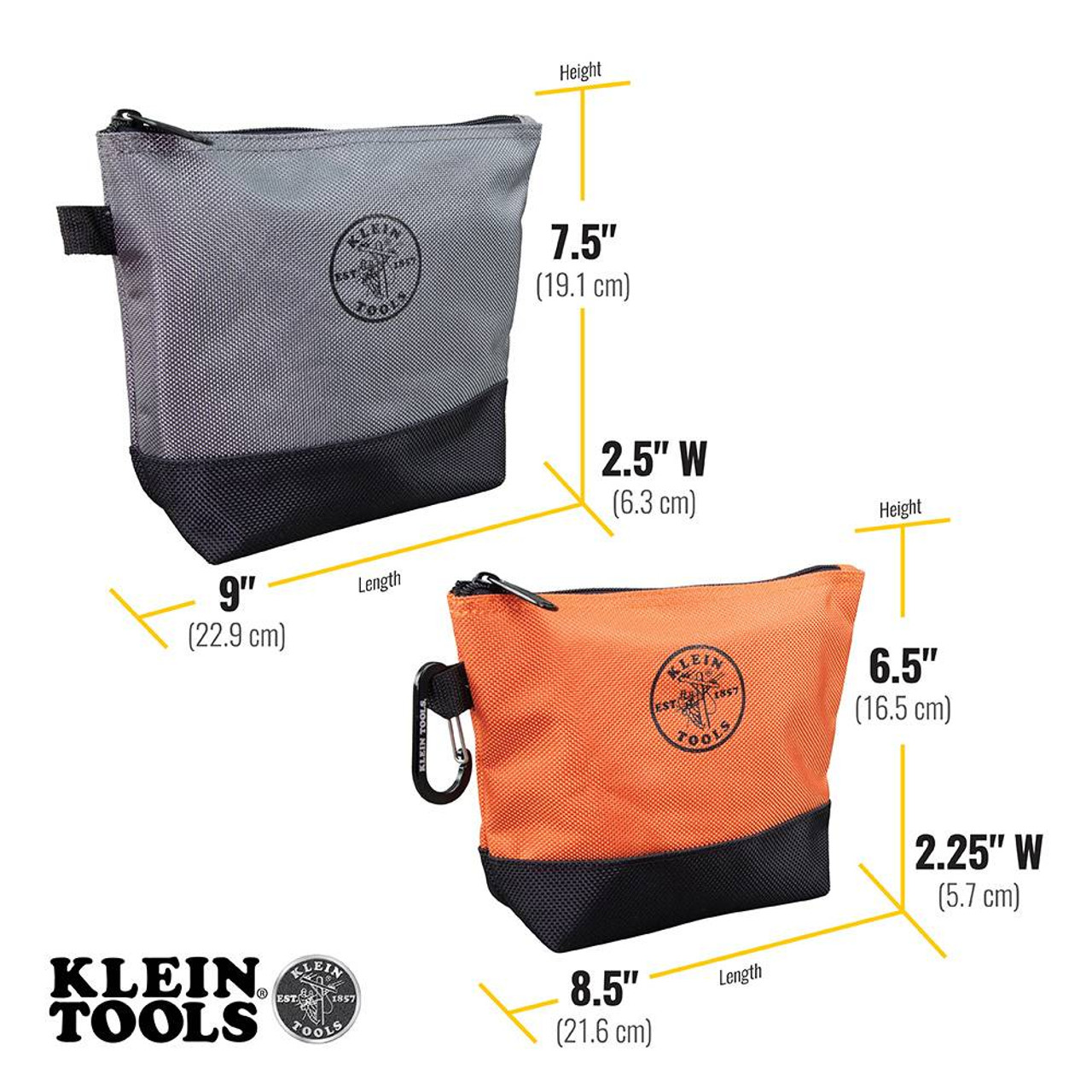 Klein Tools 55470 Stand-Up Zipper Tool Pouches - 2pk Klein Tools 55470 Stand-Up Zipper Tool Pouches - 2pk
