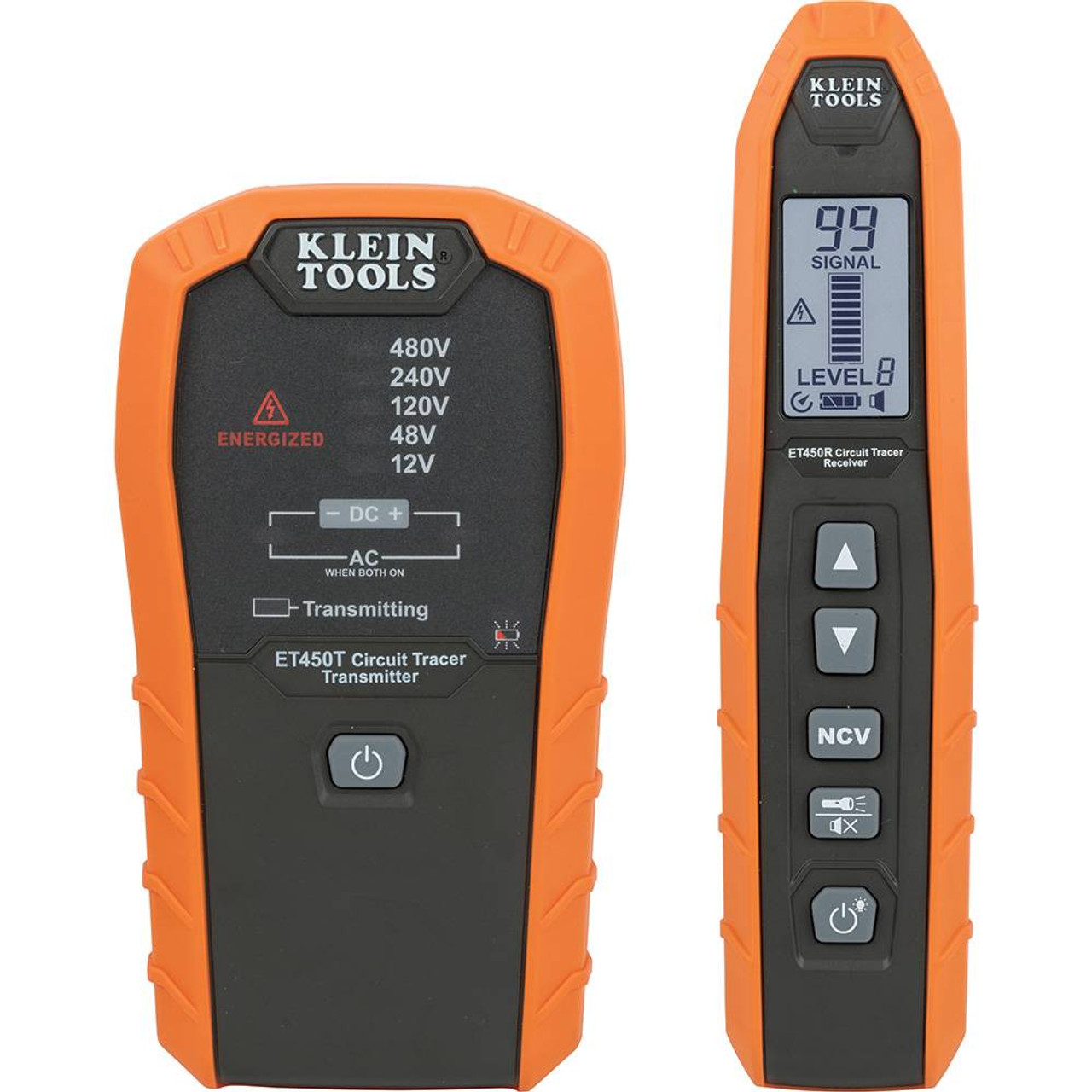 Klein Tools ET450 Advanced Circuit Tracer Kit showing meters Klein Tools ET450 Advanced Circuit Tracer Kit showing meters