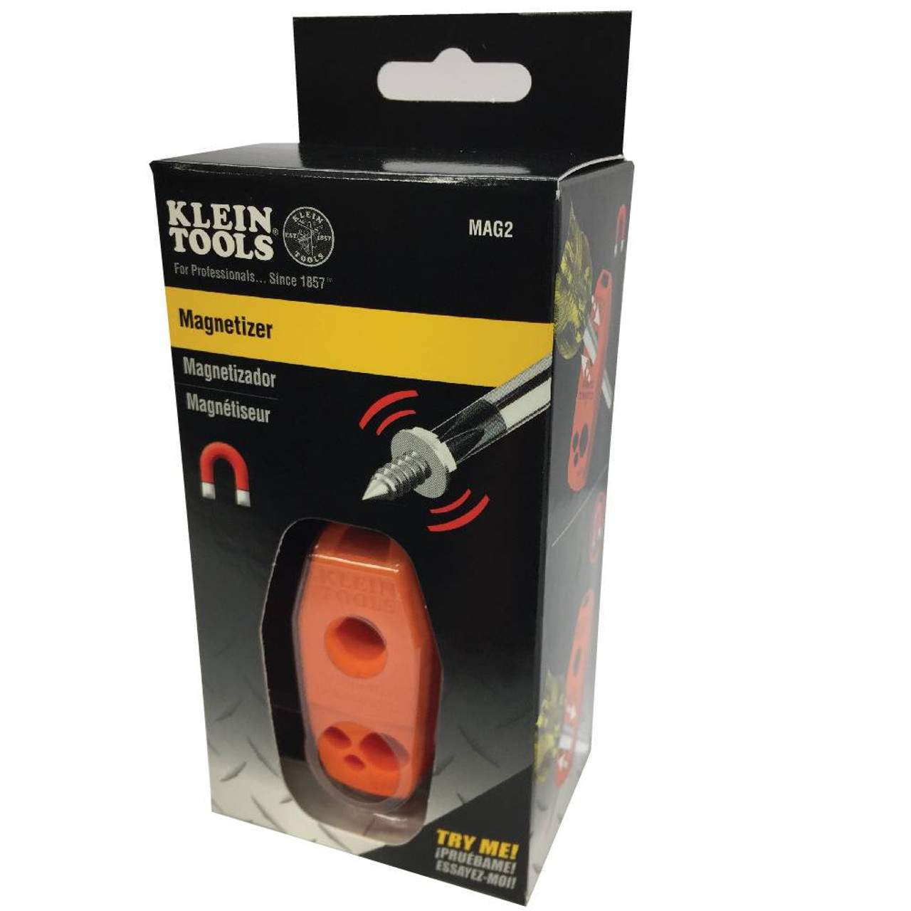 Klein Tools MAG2 Magnetizer / Demagnetizer showing in packaging
