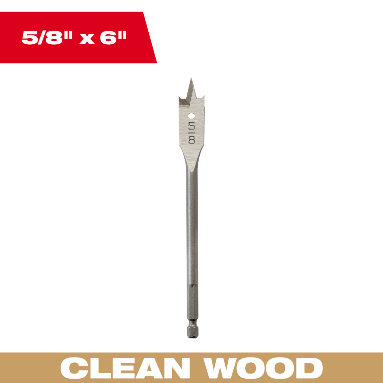 Milwaukee 48-27-0621 5/8 inch x 6 inch Flat Boring Bit Milwaukee 48-27-0621 5/8 inch x 6 inch Flat Boring Bit