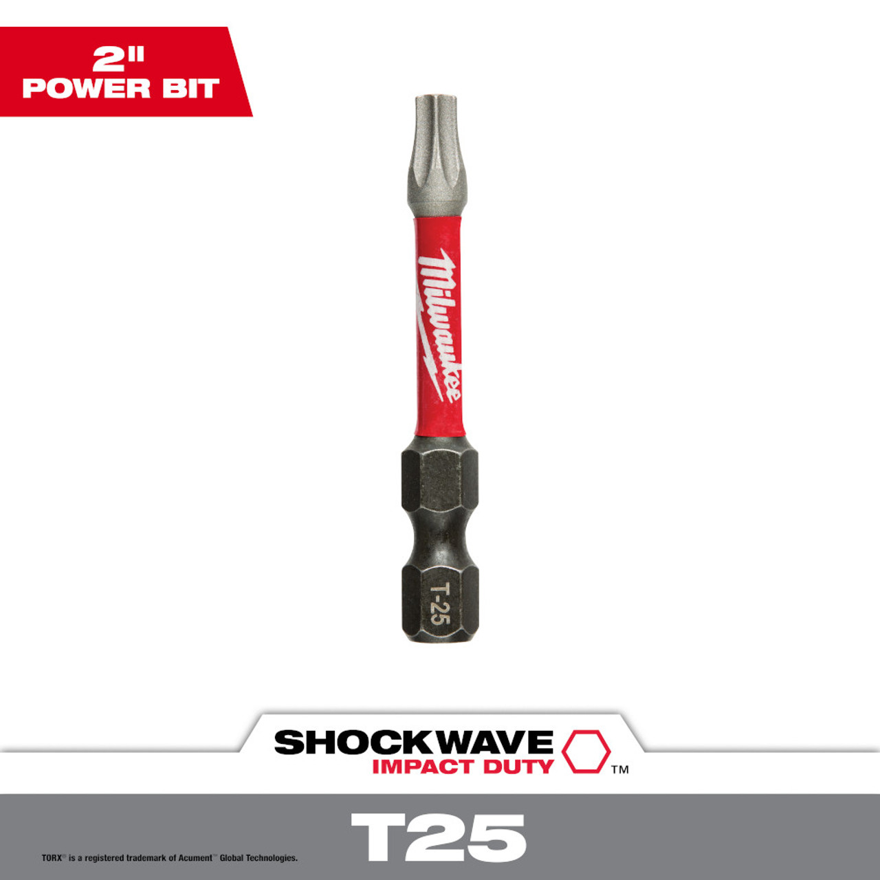 Milwaukee 48-32-4485 SHOCKWAVE Impact Duty 2 inch x T25 TORX Power Bit Milwaukee 48-32-4485 SHOCKWAVE Impact Duty 2 inch x T25 TORX Power Bit