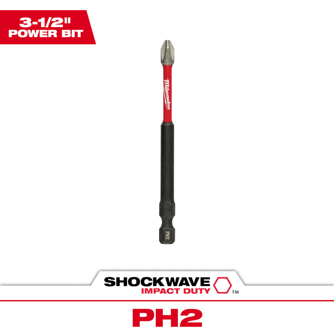Milwaukee 48-32-4562 SHOCKWAVE Impact Duty 3-1/2 inch x #2 Phillips Power Bit Milwaukee 48-32-4562 SHOCKWAVE Impact Duty 3-1/2 inch x #2 Phillips Power Bit