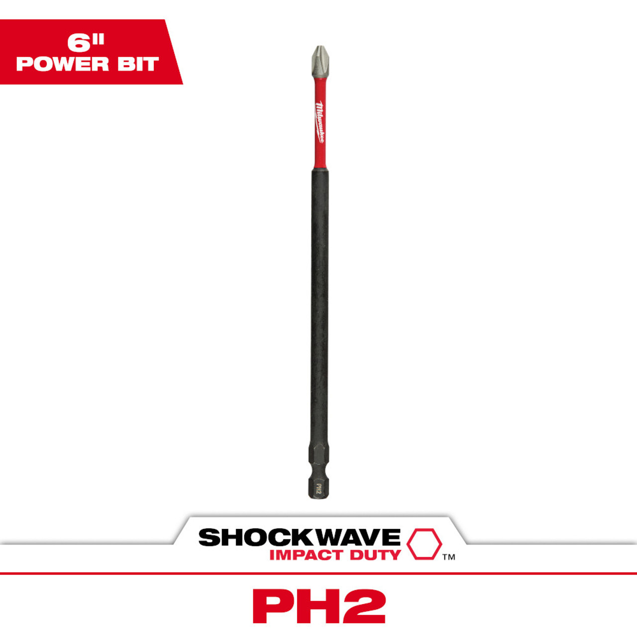 Milwaukee 48-32-4802 SHOCKWAVE Impact Duty 6 inch x #2 Phillips Power Bit Milwaukee 48-32-4802 SHOCKWAVE Impact Duty 6 inch x #2 Phillips Power Bit