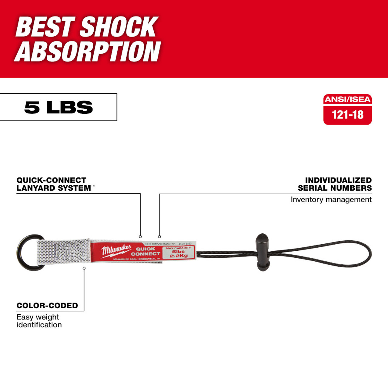 Milwaukee 48-22-8822 5lbs Small Quick-Connect Accessory - 3pk showing features of the lanyard Milwaukee 48-22-8822 5lbs Small Quick-Connect Accessory - 3pk showing features of the lanyard