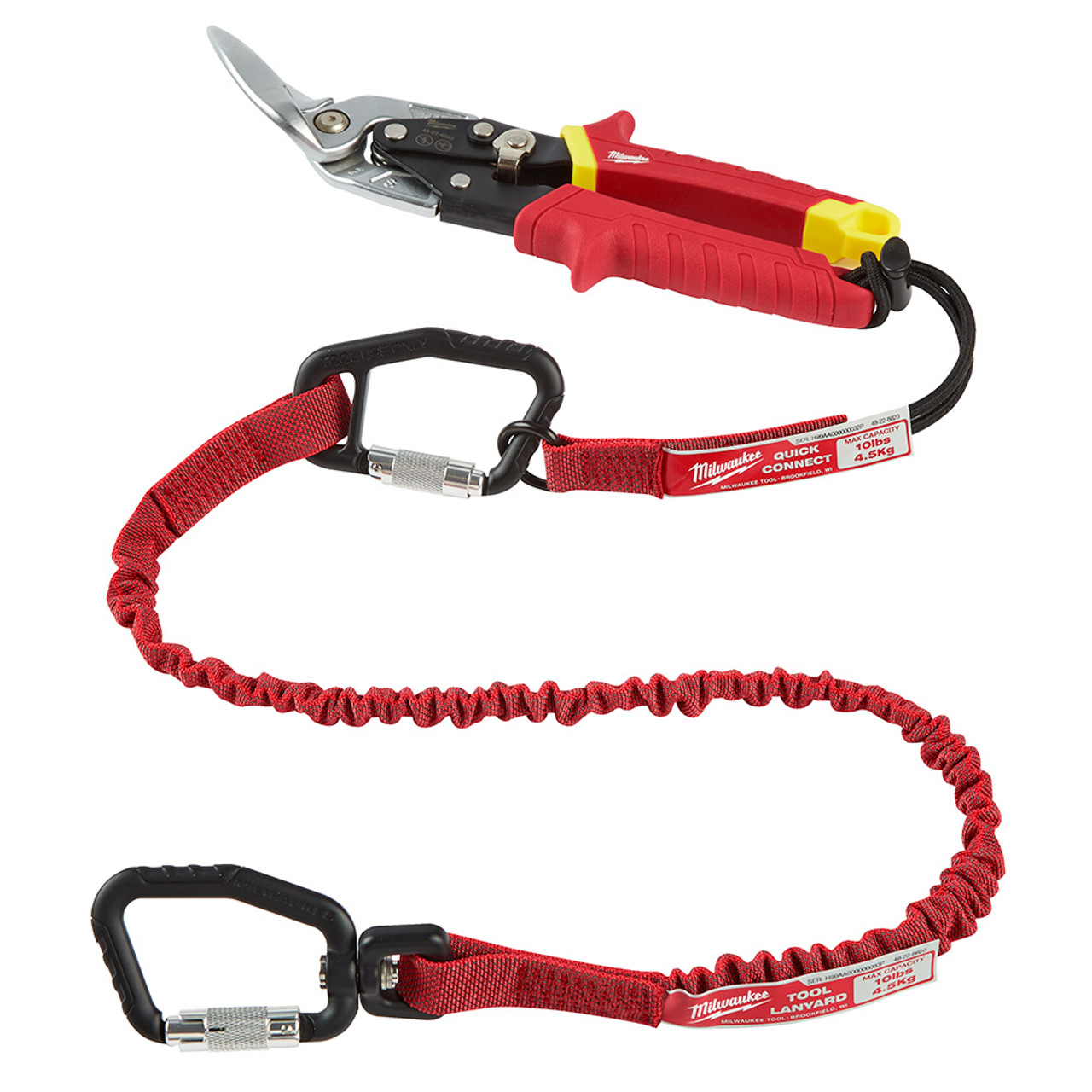 Milwaukee 48-22-8823 10lbs Quick-Connect Accessory - 3pk showing in use mounted to a snips (snips sold separately) Milwaukee 48-22-8823 10lbs Quick-Connect Accessory - 3pk showing in use mounted to a snips (snips sold separately)