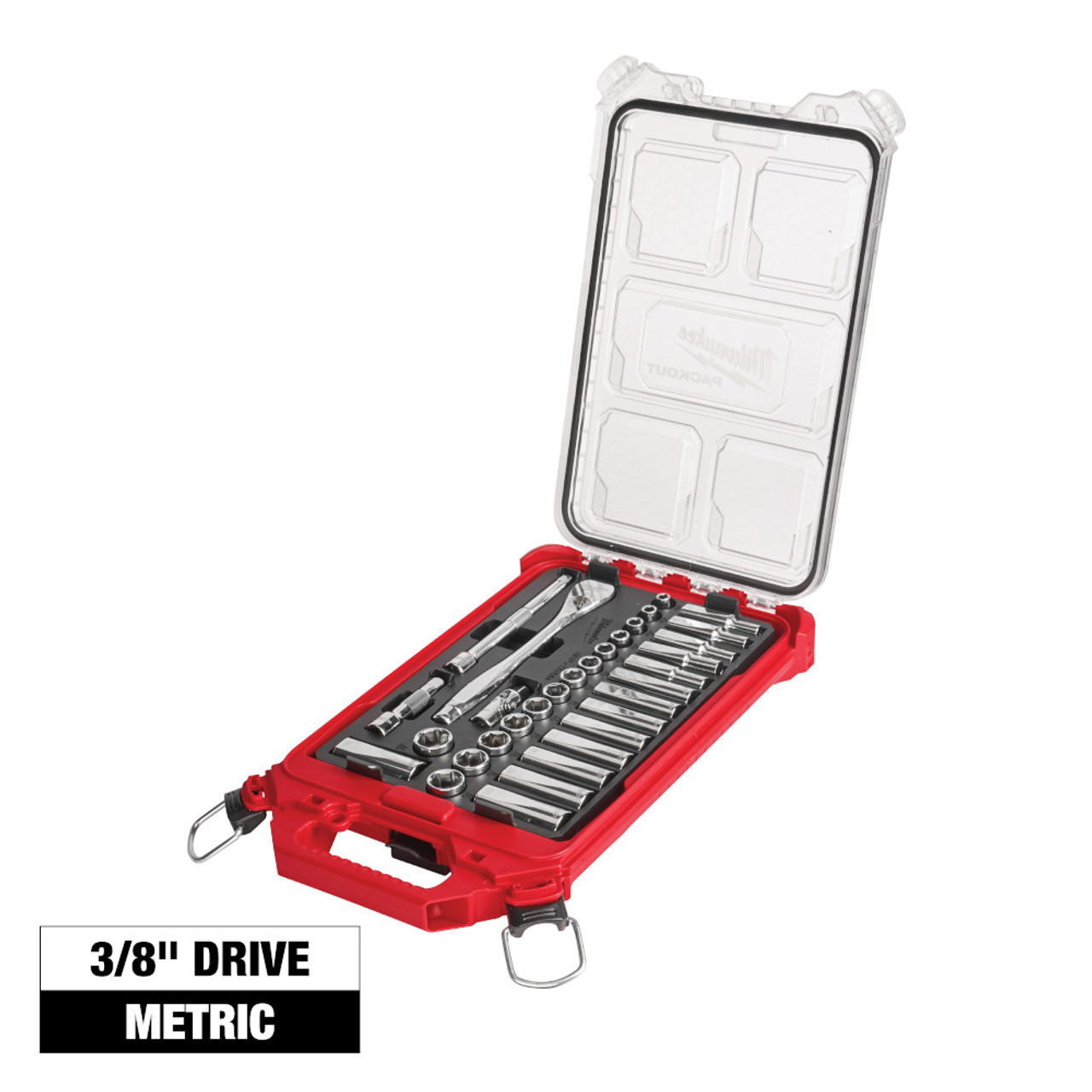 Milwaukee 48-22-9482 32pc Metric 3/8-inch Drive Ratchet  and Socket Set with PACKOUT Low-Profile Compact Organizer Milwaukee 48-22-9482 32pc Metric 3/8-inch Drive Ratchet  and Socket Set with PACKOUT Low-Profile Compact Organizer