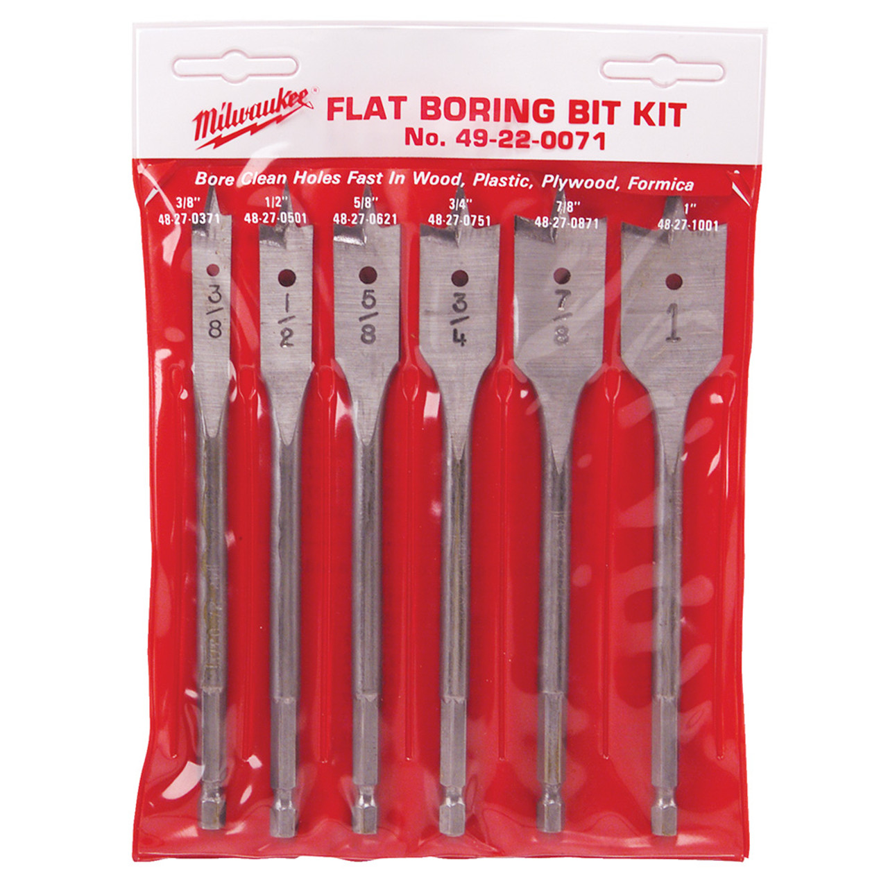 Milwaukee 49-22-0071 6pc 6 inch Flat Boring Bit Set Milwaukee 49-22-0071 6pc 6 inch Flat Boring Bit Set