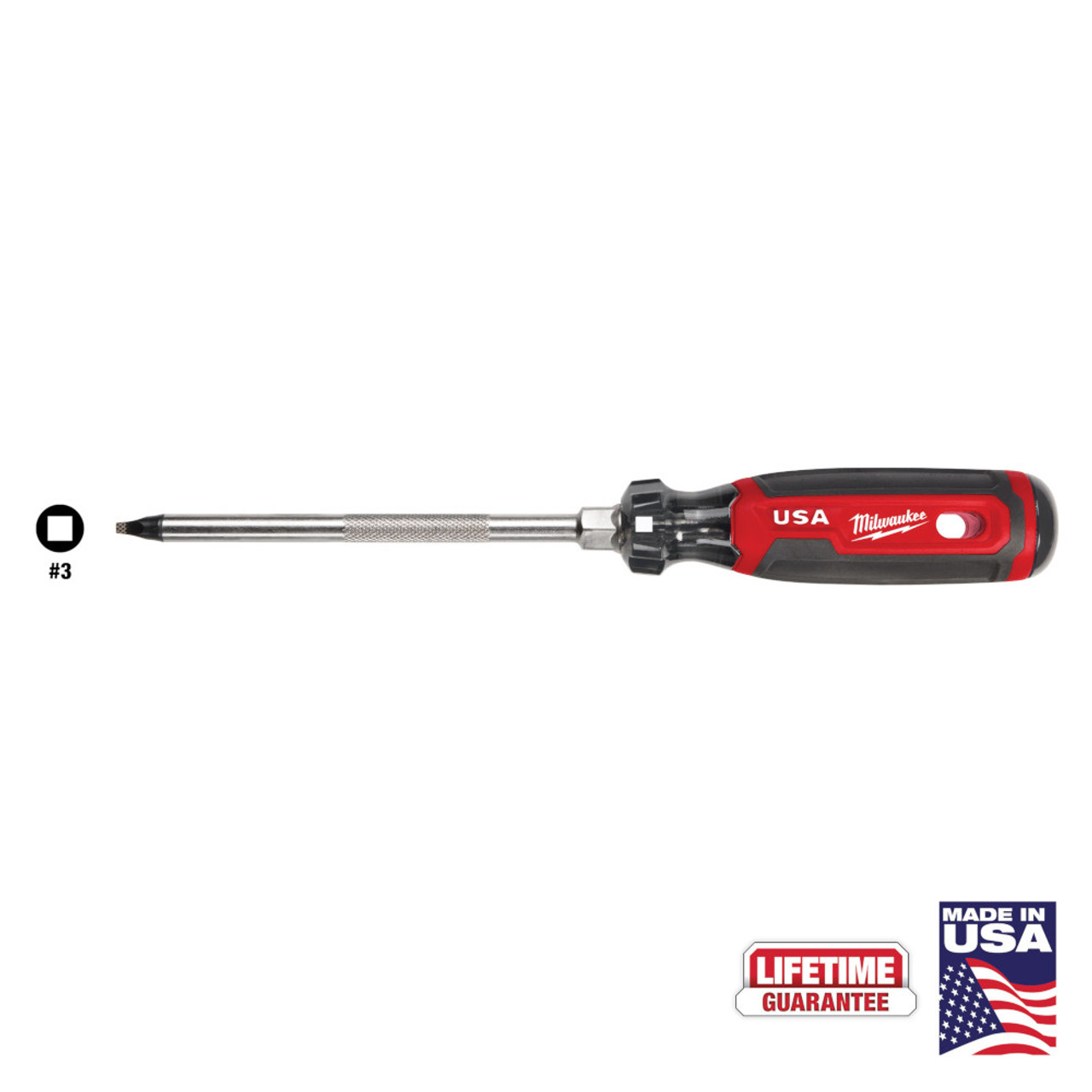 Milwaukee Cushion Grip 6in x #3 Square Screwdriver Milwaukee Cushion Grip 6in x #3 Square Screwdriver