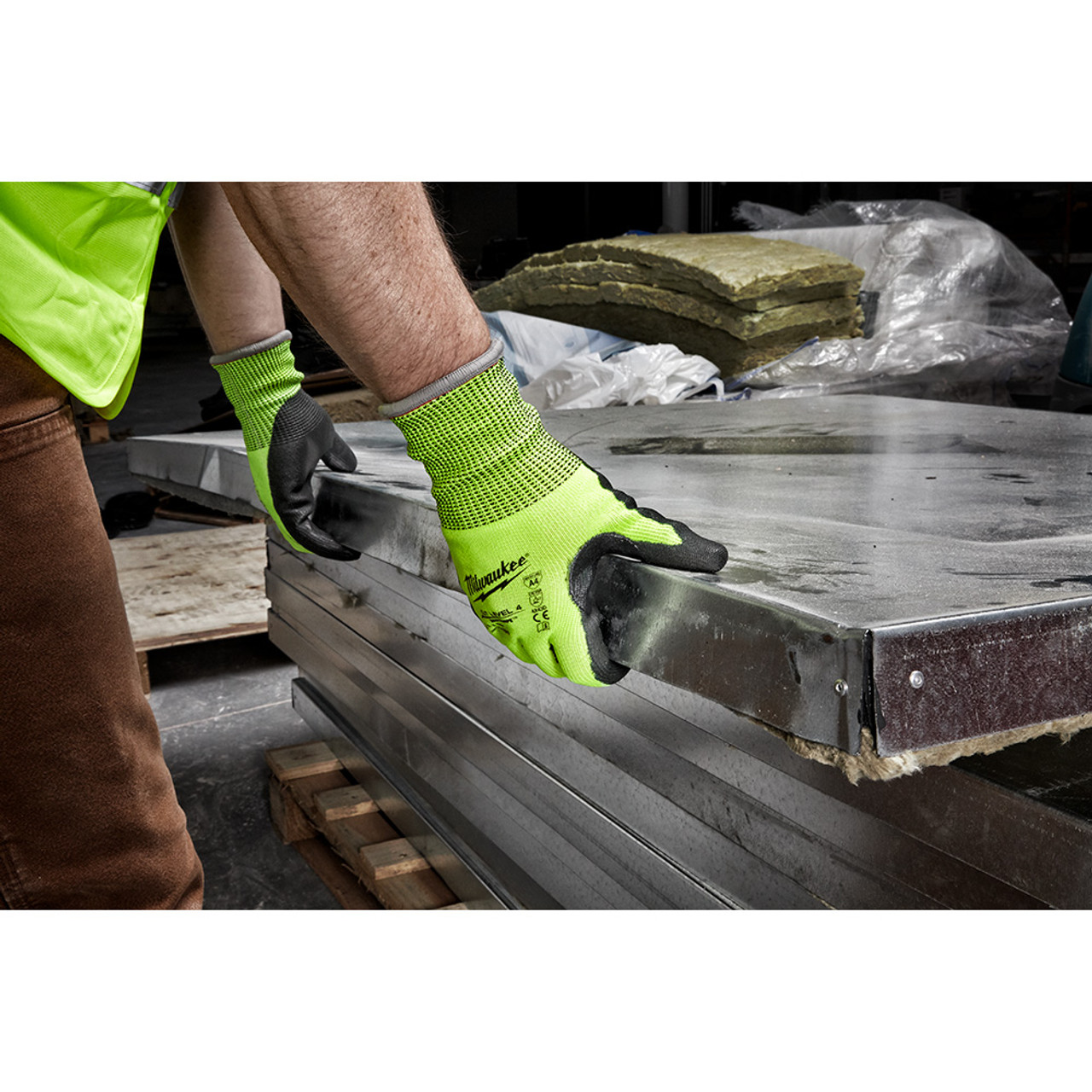 Milwaukee 48-73-8943 Cut Level 4 High Visibility Polyurethane Dipped Gloves - Extra Large