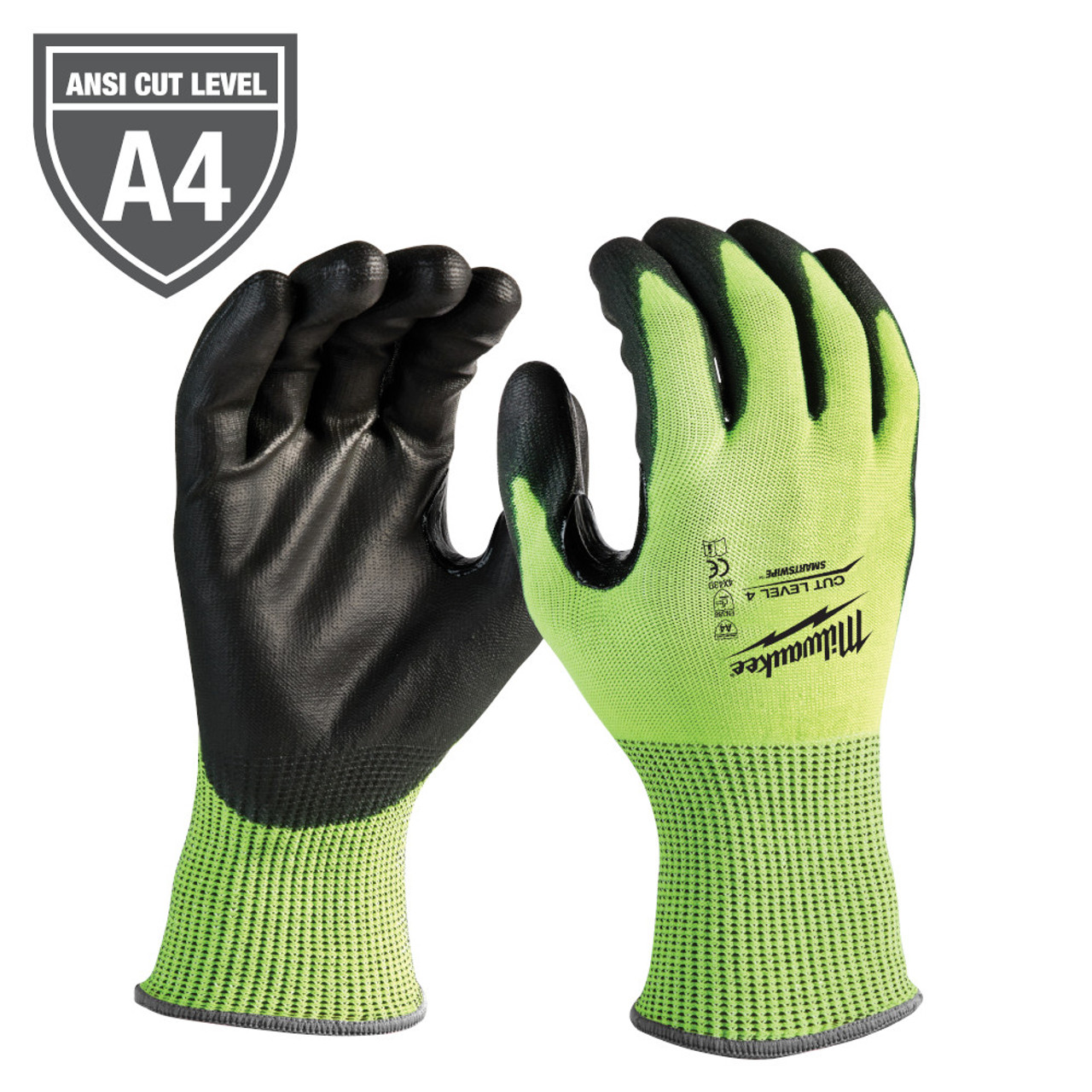 Milwaukee 48-73-8944 Cut Level 4 High Visibility Polyurethane Dipped Gloves - XX Large