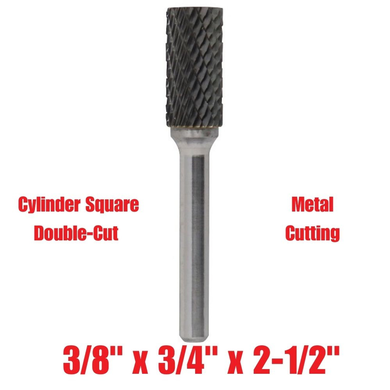 Truwerx 53502 3/8-inch x 3/4-inch x 2-1/2-inch Cylinder Square Double-Cut Metal Cutting Carbide Rotary Burr Truwerx 53502 3/8-inch x 3/4-inch x 2-1/2-inch Cylinder Square Double-Cut Metal Cutting Carbide Rotary Burr
