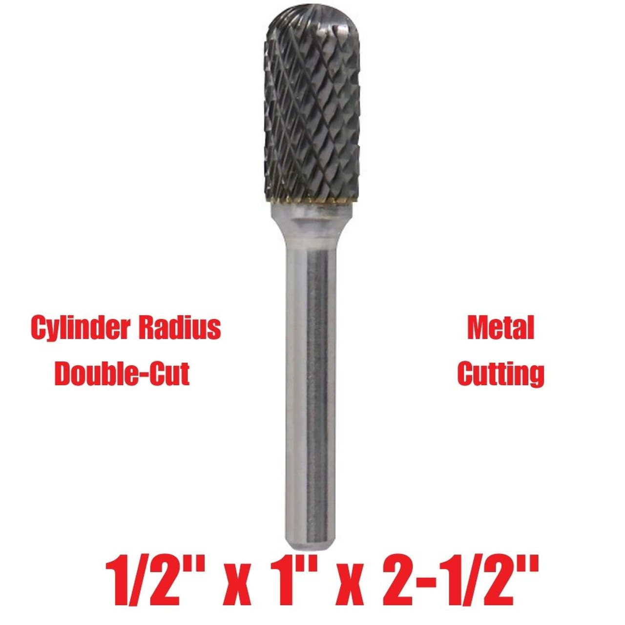 Truwerx 53508 1/2-inch x 1-inch x 2-1/2-inch Cylinder Radius Double-Cut Metal Cutting Carbide Rotary Burr Truwerx 53508 1/2-inch x 1-inch x 2-1/2-inch Cylinder Radius Double-Cut Metal Cutting Carbide Rotary Burr