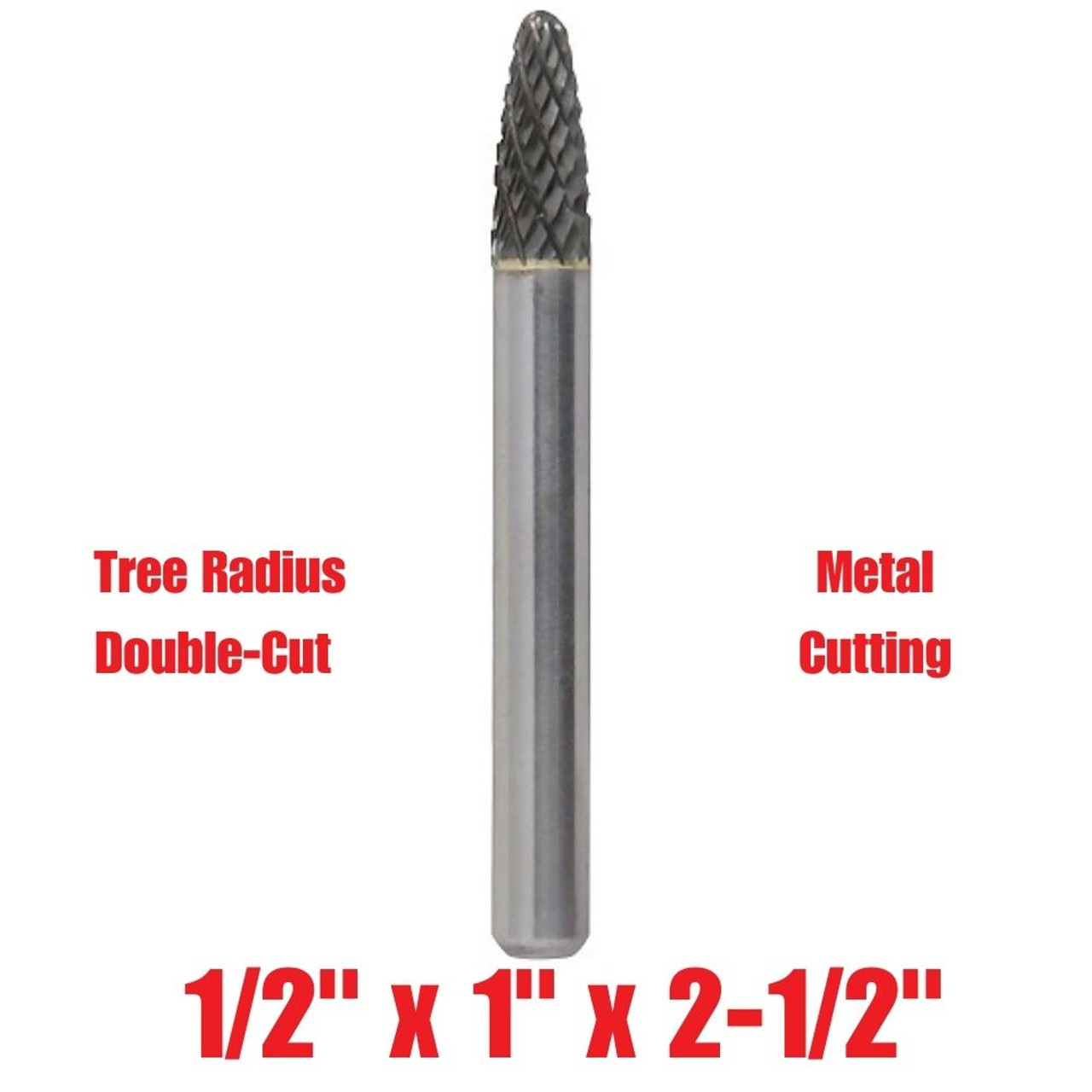 Truwerx 53511 1/4-inch x 5/8-inch x 2-1/2-inch Tree Radius Double-Cut Metal Cutting Carbide Rotary Burr Truwerx 53511 1/4-inch x 5/8-inch x 2-1/2-inch Tree Radius Double-Cut Metal Cutting Carbide Rotary Burr
