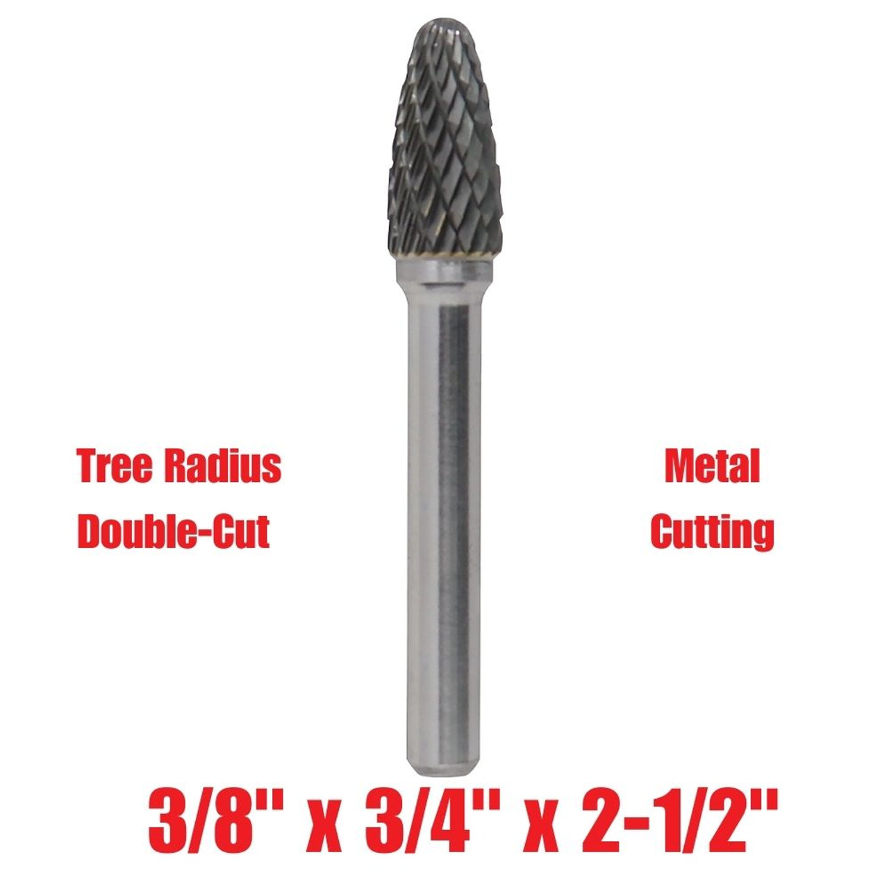 Truwerx 53512 3/8-inch x 3/4-inch x 2-1/2-inch Tree Radius Double-Cut Metal Cutting Carbide Rotary Burr Truwerx 53512 3/8-inch x 3/4-inch x 2-1/2-inch Tree Radius Double-Cut Metal Cutting Carbide Rotary Burr