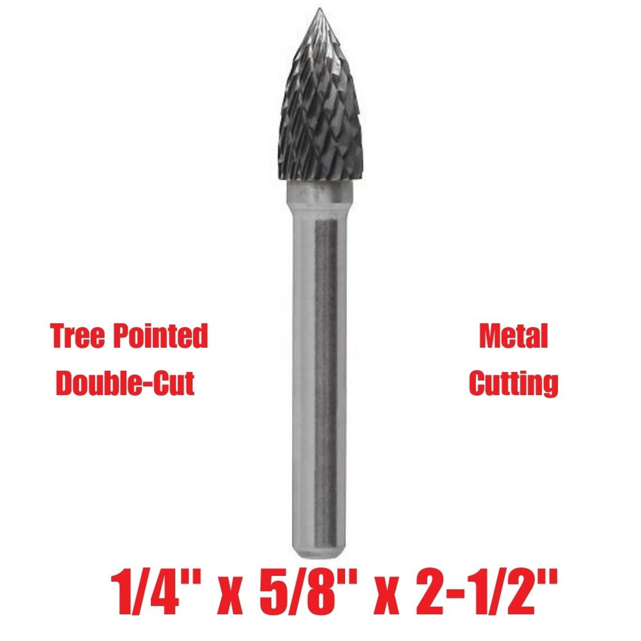 Truwerx 53516 1/4-inch x 5/8-inch x 2-1/2-inch Tree Pointed Double-Cut Metal Cutting Carbide Rotary Burr Truwerx 53516 1/4-inch x 5/8-inch x 2-1/2-inch Tree Pointed Double-Cut Metal Cutting Carbide Rotary Burr