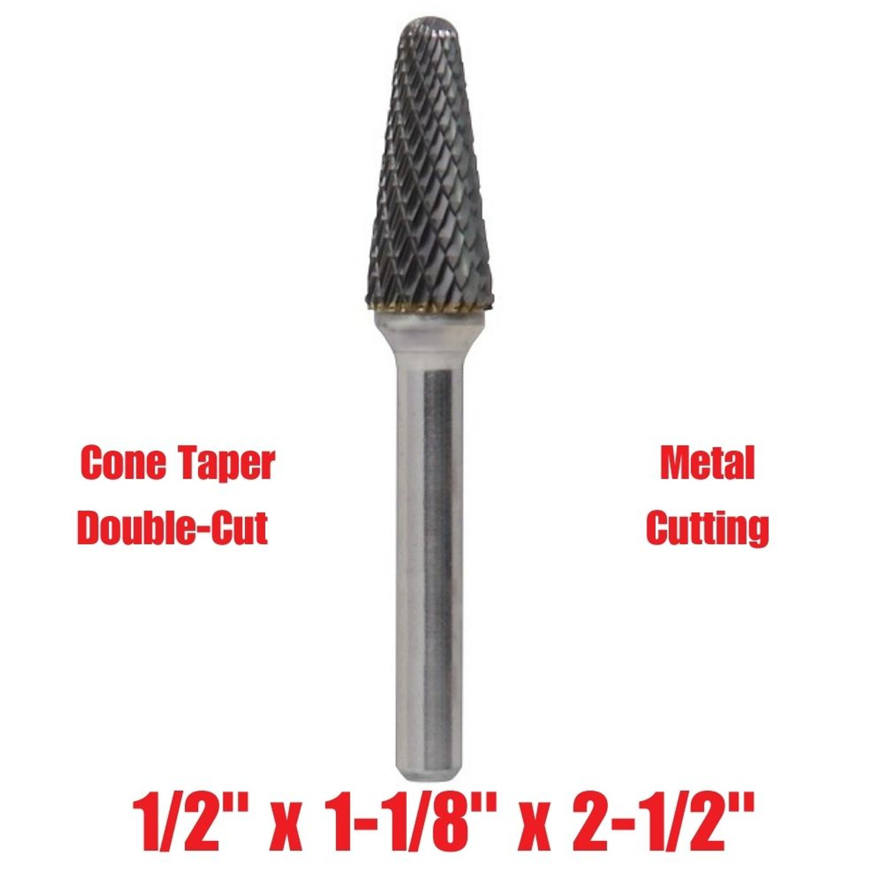 Truwerx 53523 1/2-inch x 1-1/8-inch x 2-1/2-inch Cone Taper Double-Cut Metal Cutting Carbide Rotary Burr Truwerx 53523 1/2-inch x 1-1/8-inch x 2-1/2-inch Cone Taper Double-Cut Metal Cutting Carbide Rotary Burr