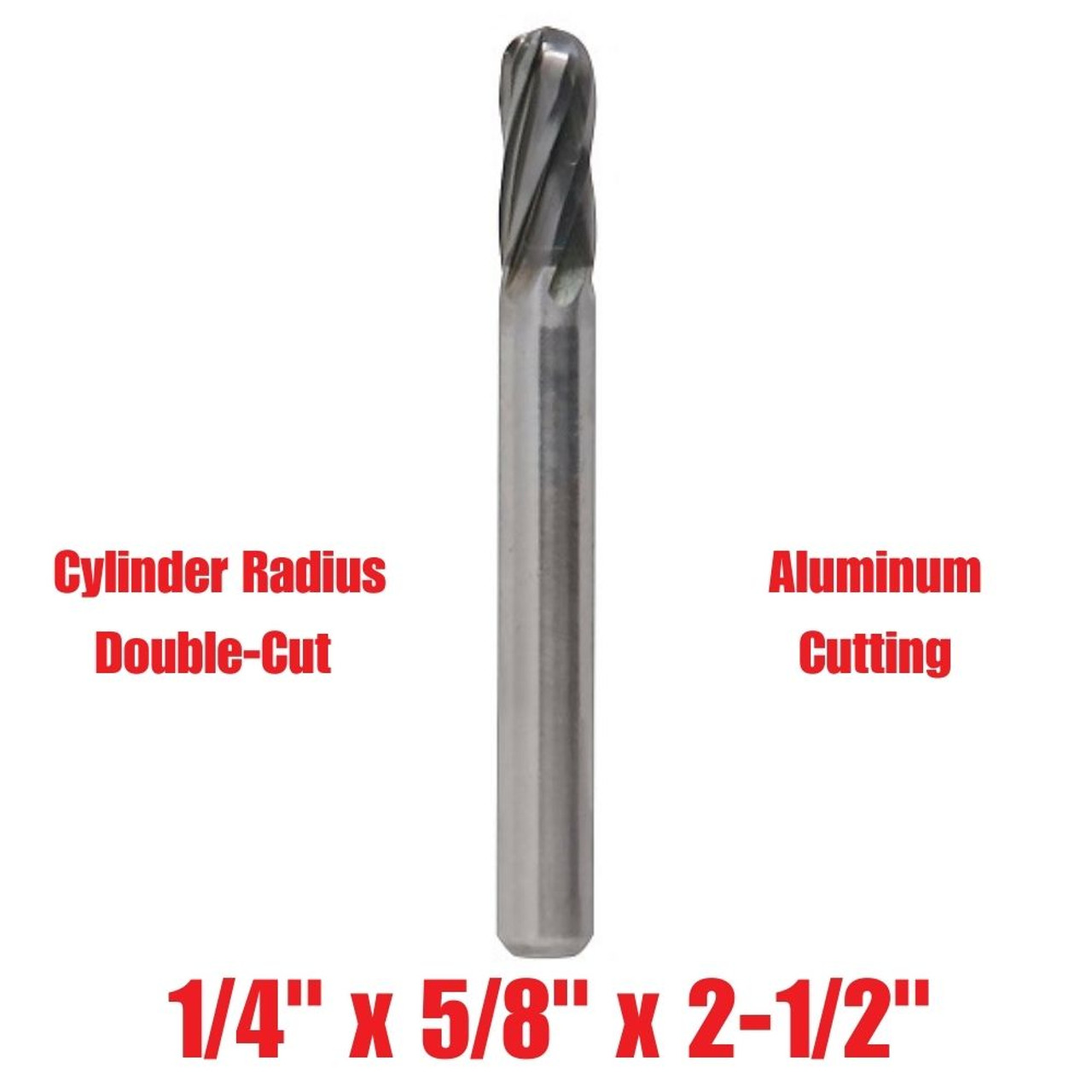 Truwerx 53556 1/4-inch x 5/8-inch x 2-1/2-inch Cylinder Radius Double-Cut Aluminum Cutting Carbide Rotary Burr Truwerx 53556 1/4-inch x 5/8-inch x 2-1/2-inch Cylinder Radius Double-Cut Aluminum Cutting Carbide Rotary Burr