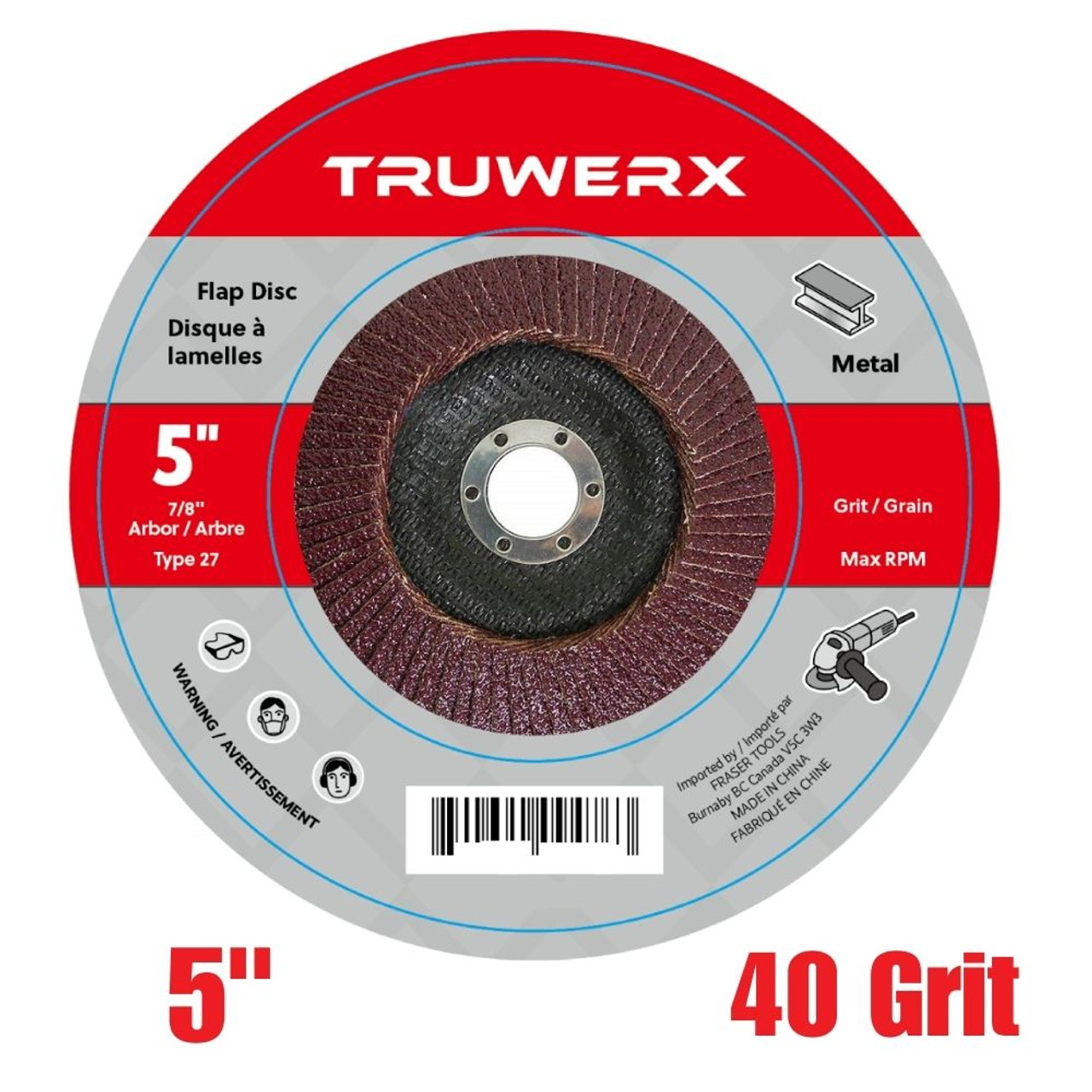 Truwerx 54210 5 inch 40 Grit Flap Disc