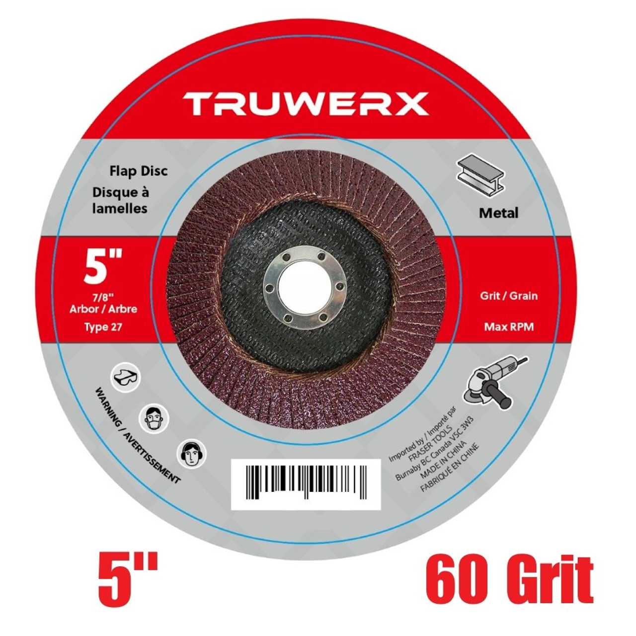Truwerx 54211 5 inch 60 Grit Flap Disc