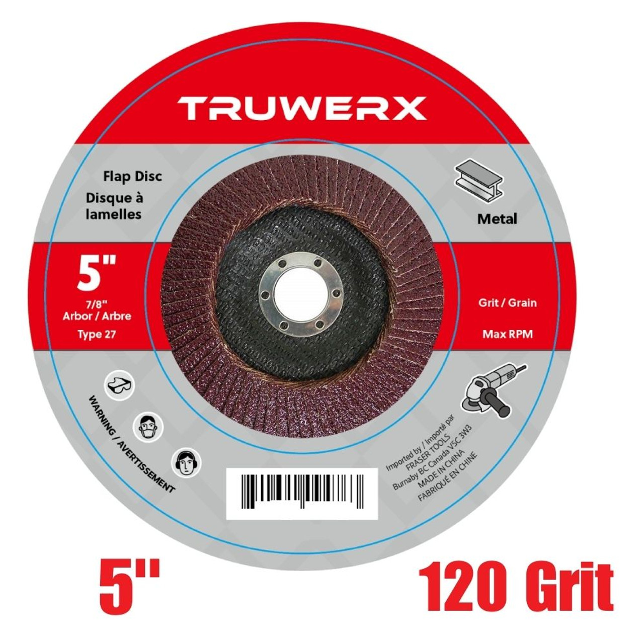 Truwerx 54214 5 inch 120 Grit Flap Disc