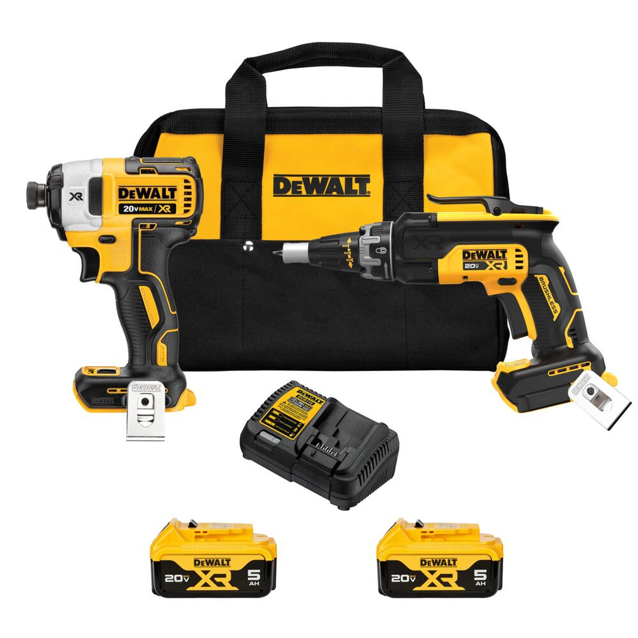 DeWalt DCK268P2 20V MAX XR 2-Tool Cordless Drywall Screw Gun  and 1/4 inch Impact Driver Combo Kit