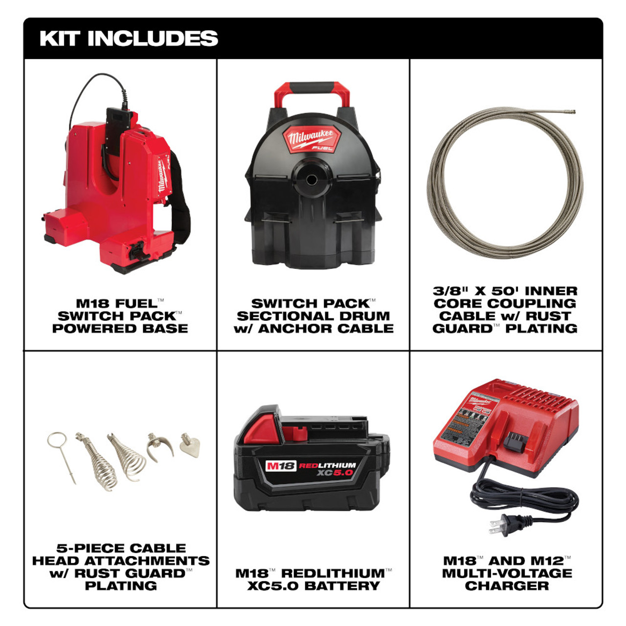 Milwaukee 2775B-211 M18 FUEL SWITCH PACK Sectional Drum Machine with 3/8 Inch Cable Kit Milwaukee 2775B-211 M18 FUEL SWITCH PACK Sectional Drum Machine with 3/8 Inch Cable Kit