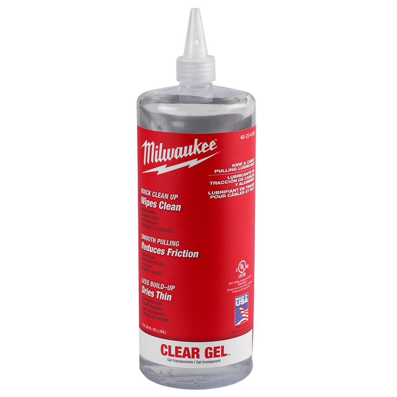 Milwaukee 48-22-4135 1 qt. Wire  and Cable Pulling Clear Gel Lubricant Milwaukee 48-22-4135 1 qt. Wire  and Cable Pulling Clear Gel Lubricant