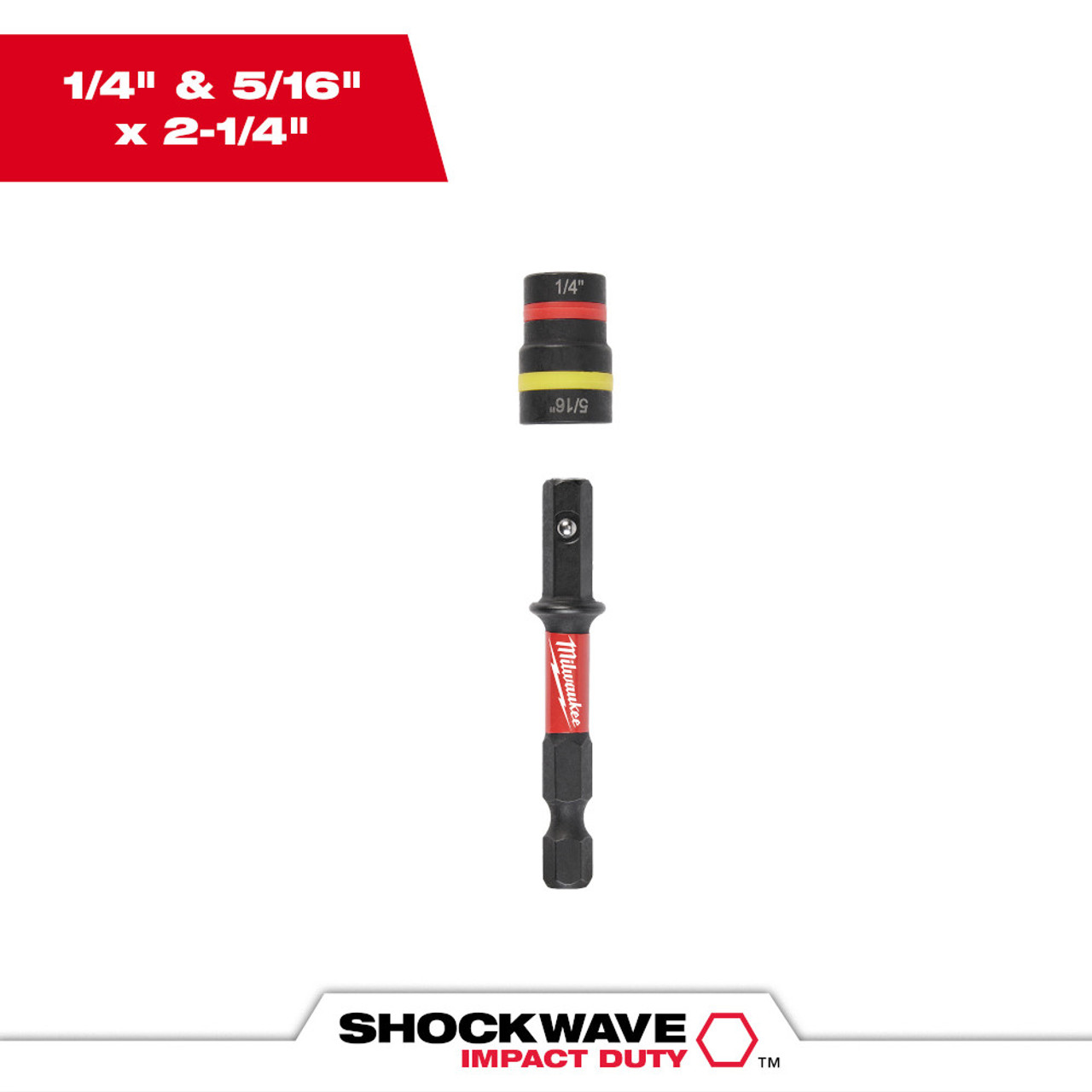 Milwaukee 49-66-4542 SHOCKWAVE Impact Duty 1/4 inch and 5/16 inch  x 2-1/4 inch QUIK-CLEAR 2-in-1 Magnetic Nut Driver Milwaukee 49-66-4542 SHOCKWAVE Impact Duty 1/4 inch and 5/16 inch  x 2-1/4 inch QUIK-CLEAR 2-in-1 Magnetic Nut Driver