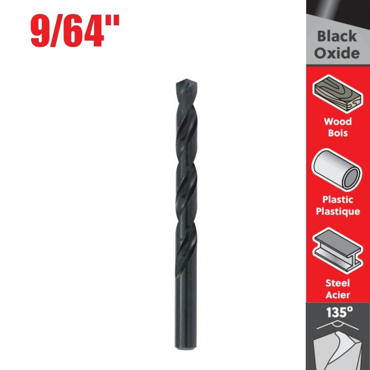 Truwerx 53106 9/64 inch Black Oxide HSS Drill Bit