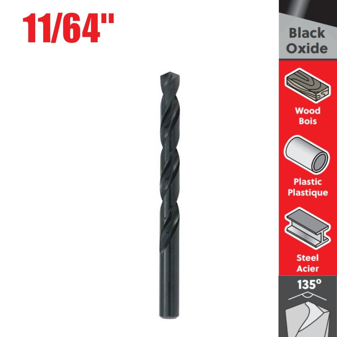 Truwerx 53108 11/64 inch Black Oxide HSS Drill Bit