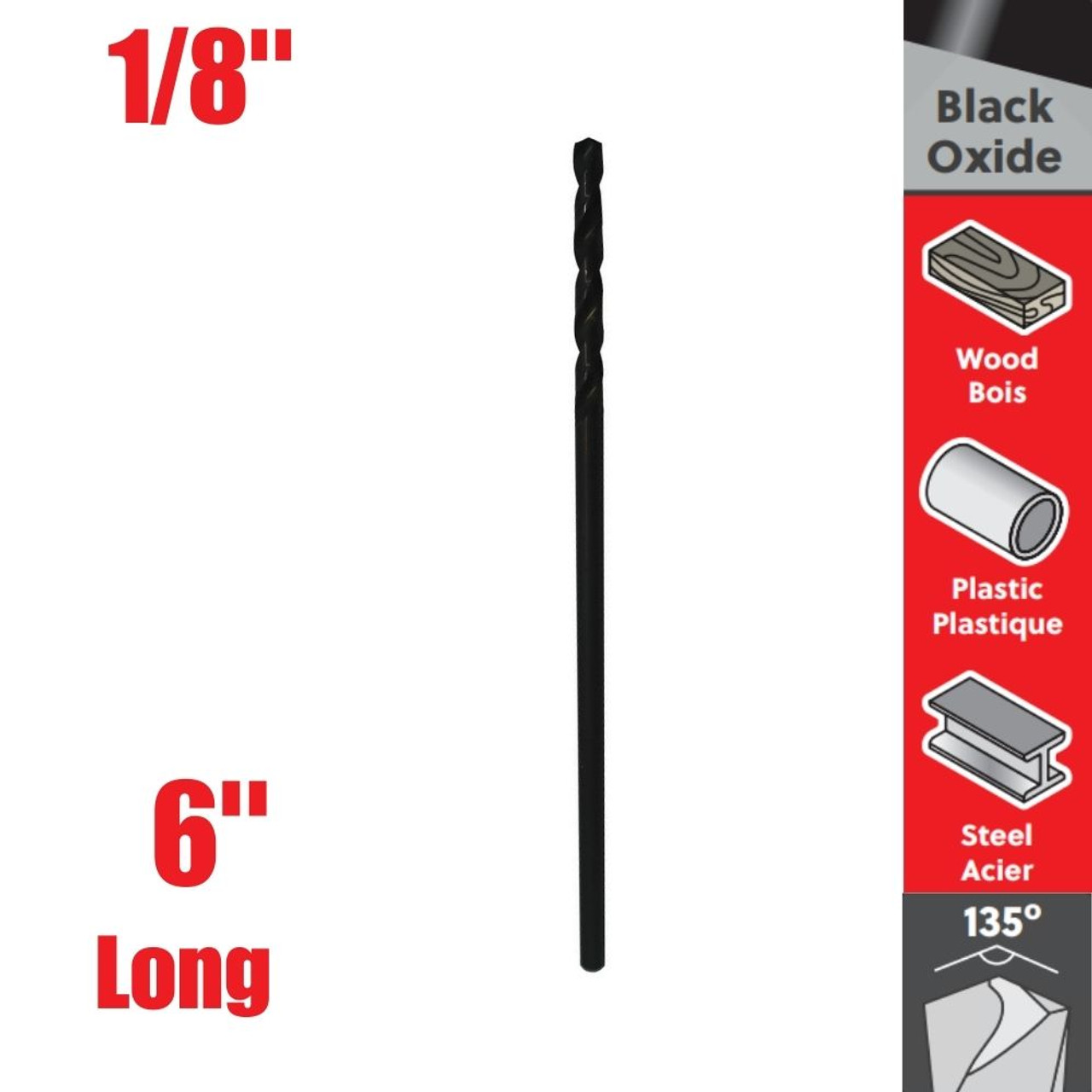 Truwerx 53142 1/8 inch x 6 inch HSS Aircraft Drill Bit