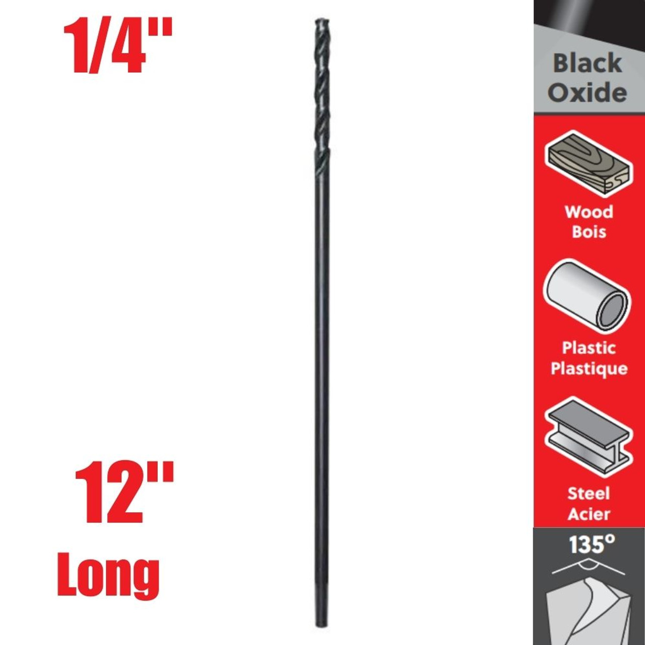 Truwerx 53154 1/4 inch x 12 inch HSS Aircraft Drill Bit