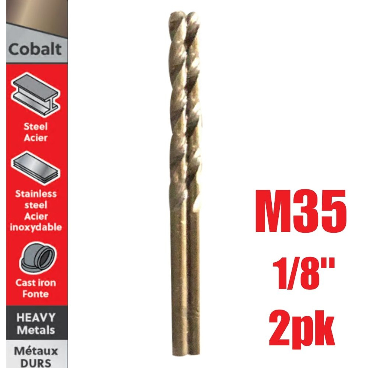 Truwerx 53205 1/8 inch M35 Cobalt Drill Bits - 2pk