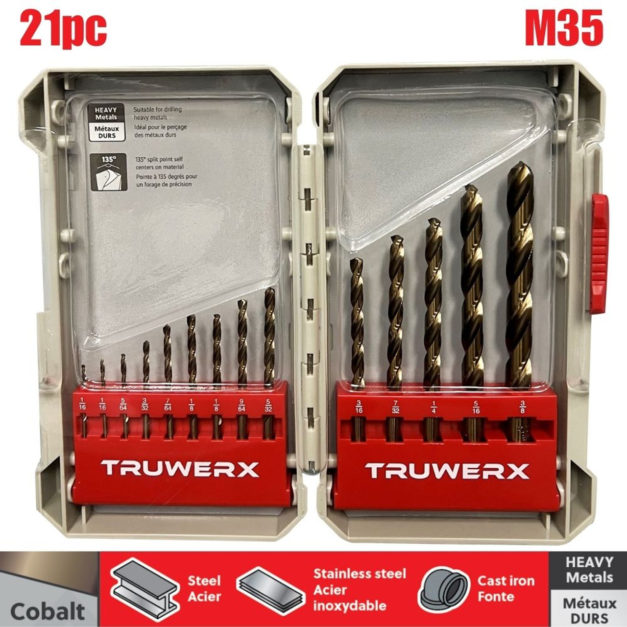 Truwerx 53234 14pc M35 Cobalt Drill Bit Set Truwerx 53234 14pc M35 Cobalt Drill Bit Set