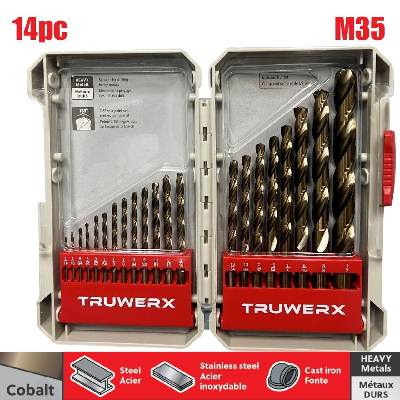Truwerx 53236 21pc M35 Cobalt Drill Bit Set
