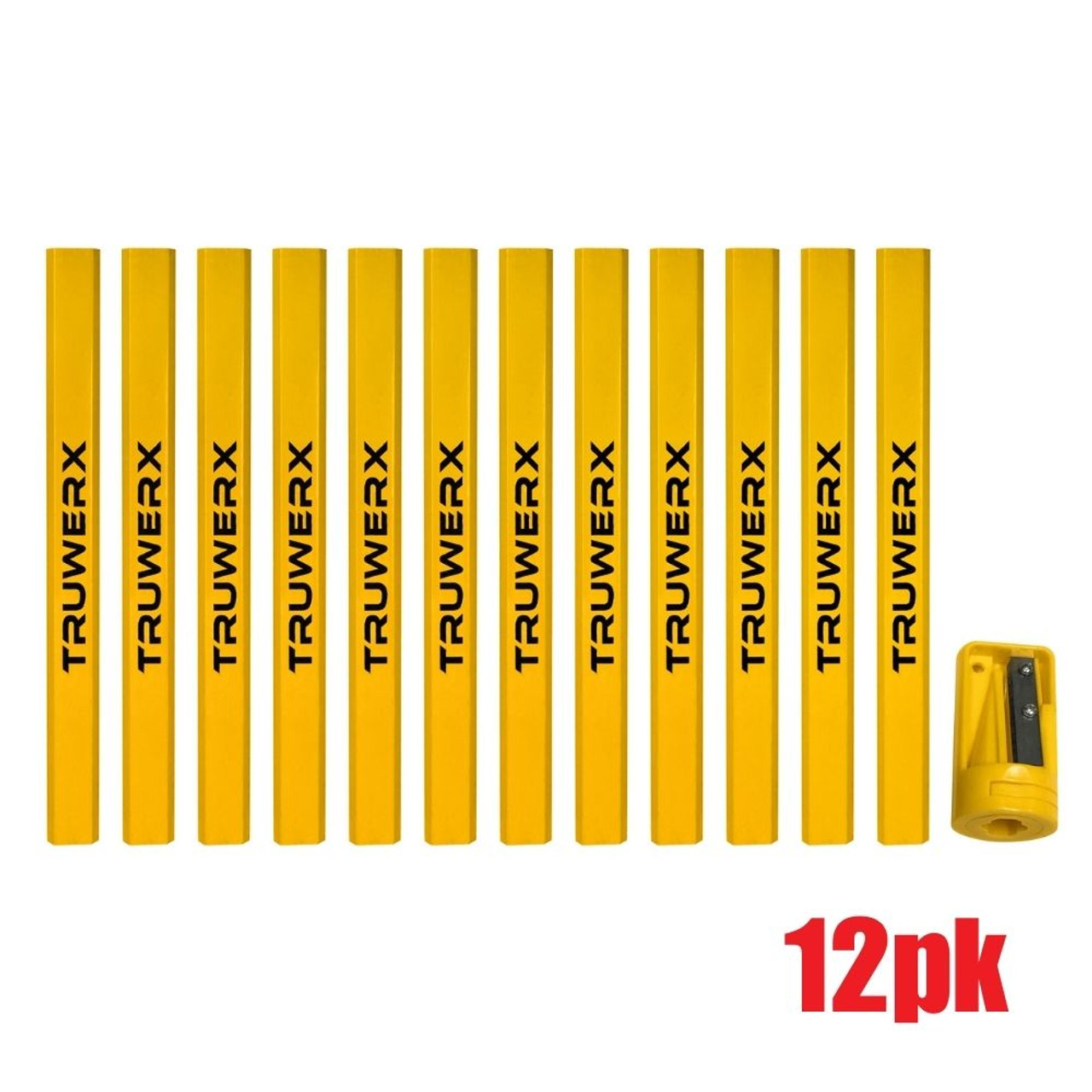 Truwerx 20106 12pc Carpenter Pencils with Sharpener Set