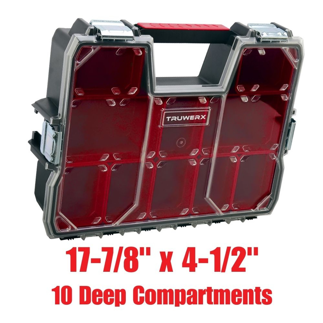 Truwerx 60018 17-7/8 inch x 4-1/2 inch x 14 inch 10 Deep Compartment Parts Organizer