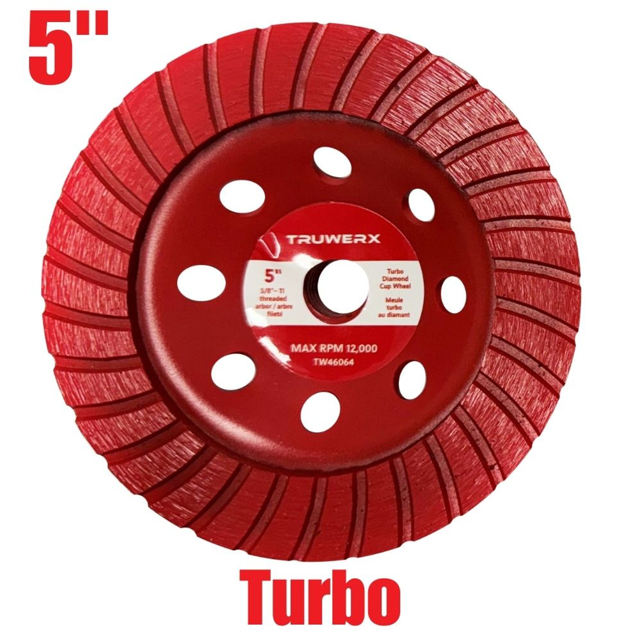 Truwerx 46064 5 Inch Turbo Diamond Cup Wheel